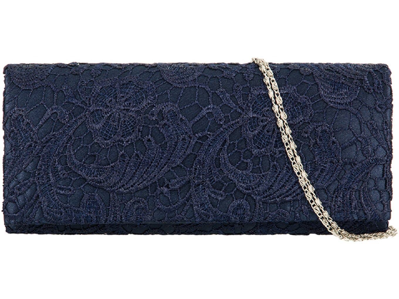 Accessorize-me Lace Overlay Evening Clutch Bag Handbag Wedding Races Prom 12 Colour's 09222 (Navy Blue)