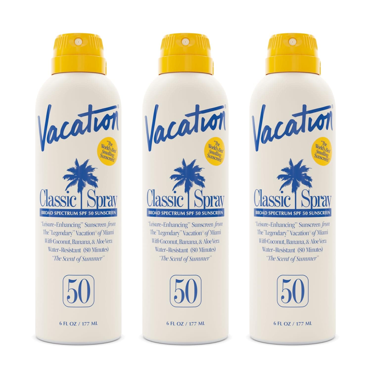 VACATION Vacation Classic Spray Sun Protection SPF 50 3 Pack Wide Spectrum Vegan Sunblock Spray Body Lotion with SPF Protective Spray S