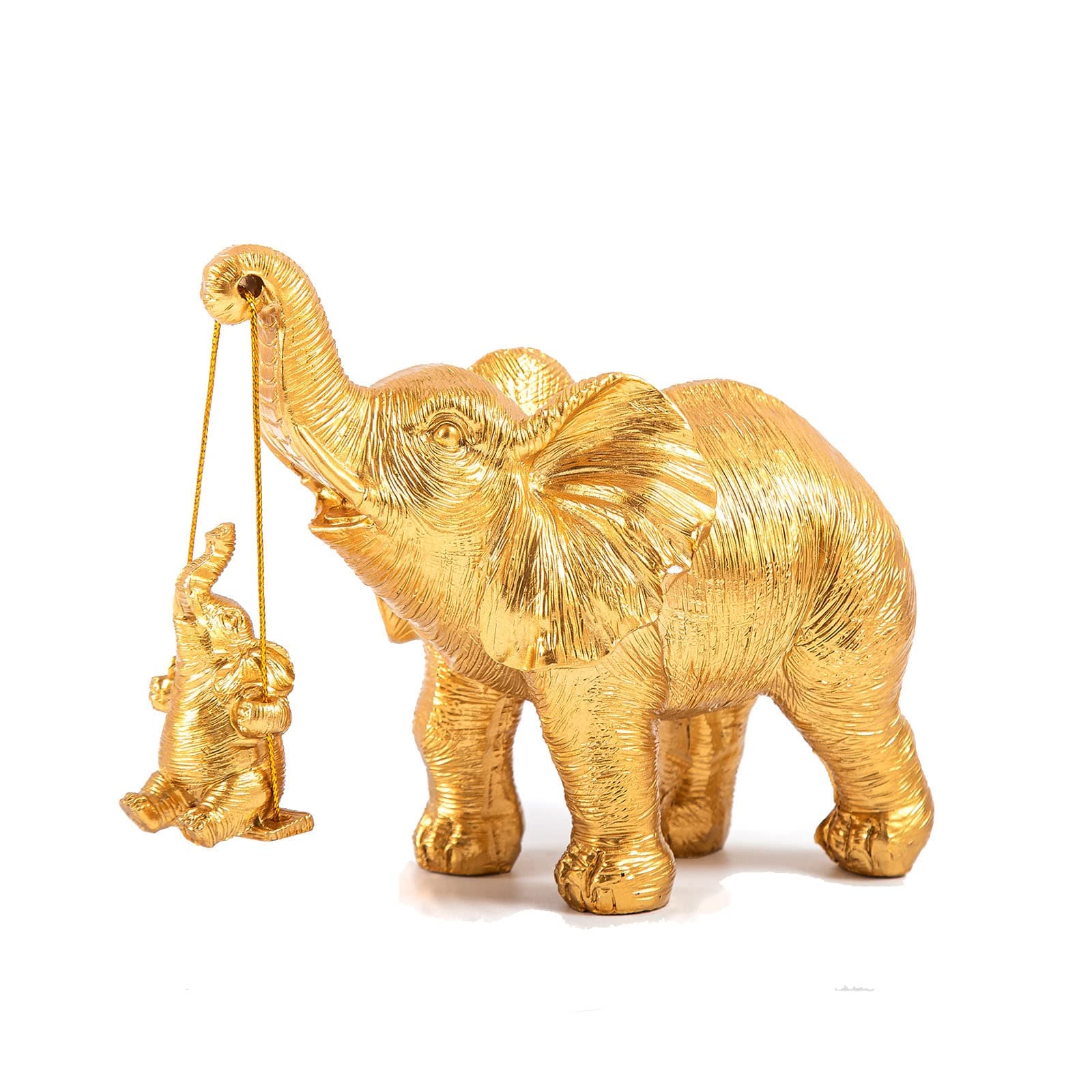 ASHYLE Elephant Decor, Elephant Statue Gifts for Mom&Women, Gold Elephant Figurines Decorations, Elephant Sculpture for Living Room Table, Bookshelf, TV Stand, Shelf Decor(Ornaments)