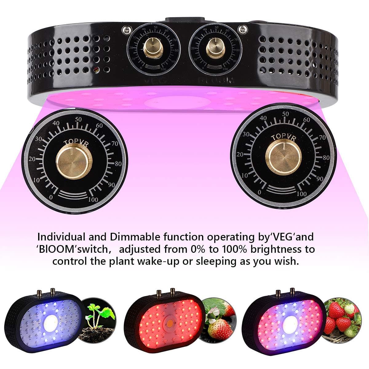 LED Grow Light for Indoor Plants 1100W COB Adjustable Full Spectrum Grow Light with Veg&Bloom Switch