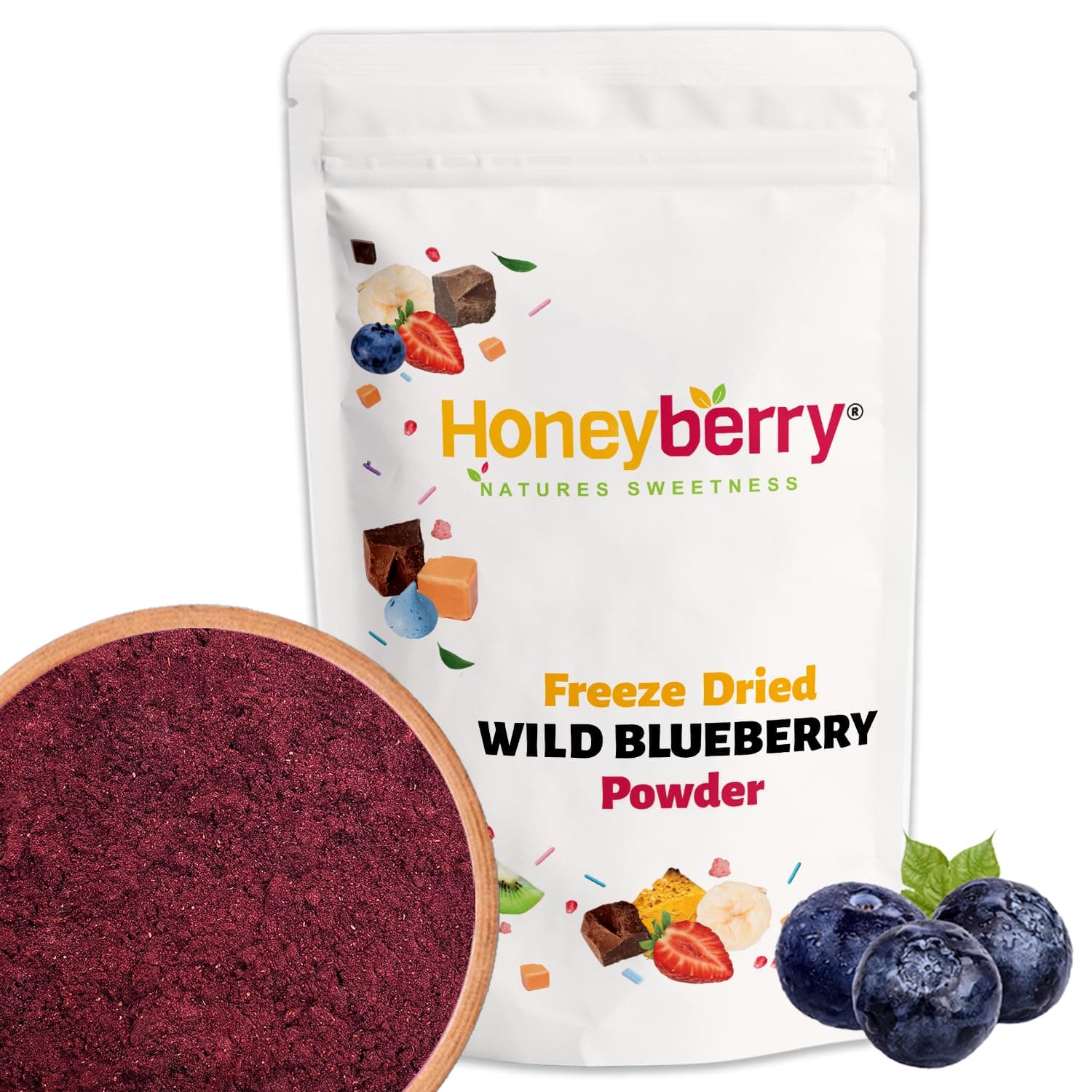Freeze Dried Wild Blueberry Powder 100g - 100% Natural and Pure Ground Blueberries - Superfood Fruit Powder for Baking, Yoghurt, Smoothie, Cocktails - Dehydrated Freeze Dried Fruit Powder