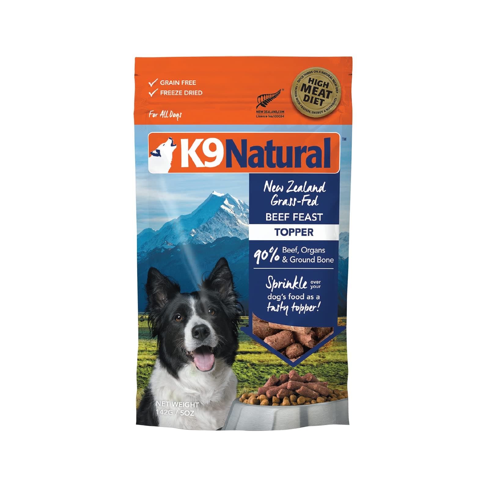 Freeze Dried Dog Food Topper By K9 Natural - Perfect Grain Free, Healthy, Hypoallergenic Limited Ingredients For All Dogs - Raw, Freeze Dried Mixer - Beef Topper - 5oz Pack