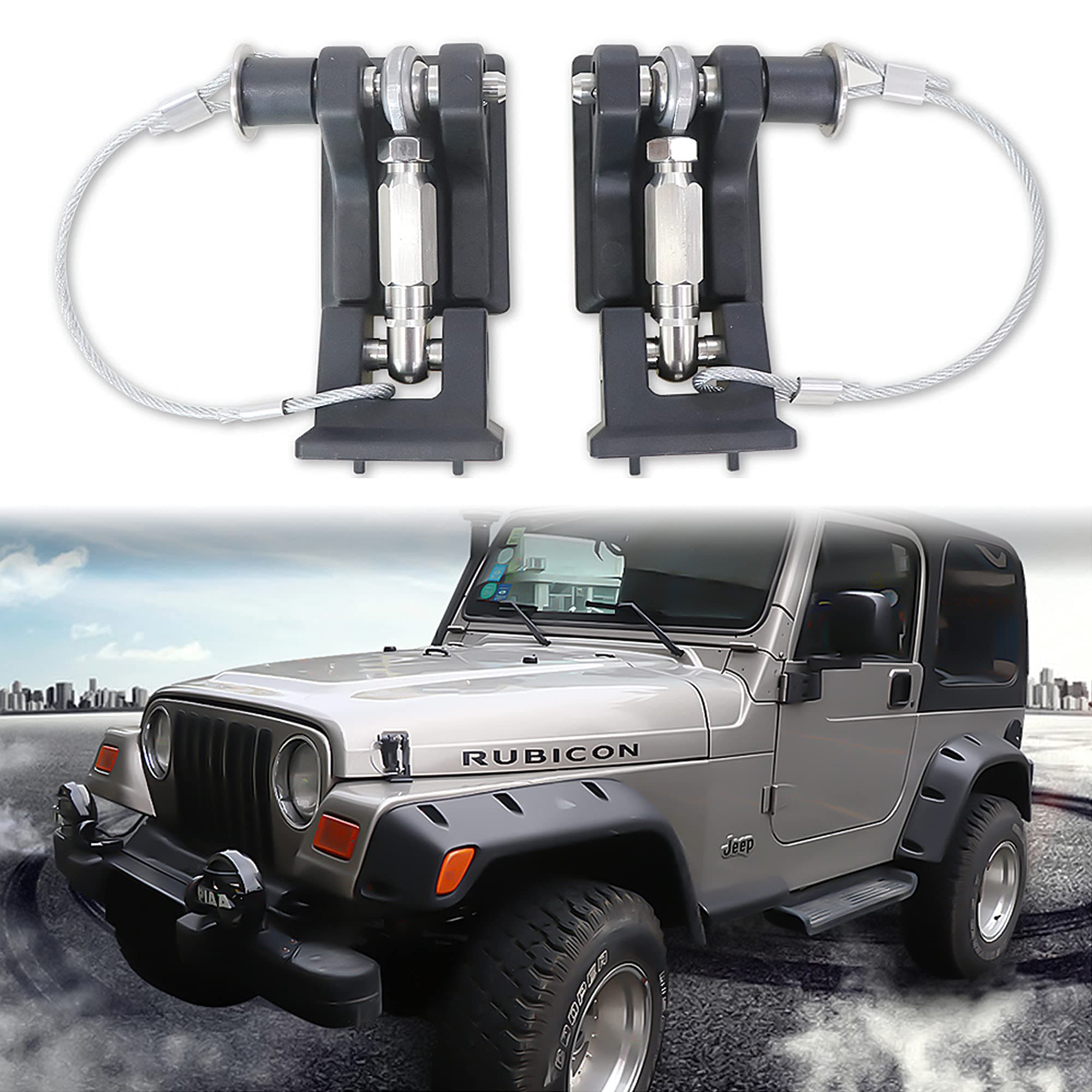 Jeep TJ Hood Latches with Lock, Anti-Theft Hood Catches for Jeep Wrangler TJ 1997-2017 Upgrade