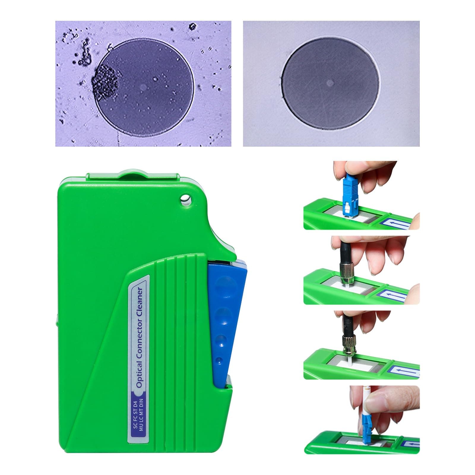KOMSHINE Fiber Optic Cleaner KCC-550 Fiber Cleaning Box Cassette with 500+ Cleaning Times