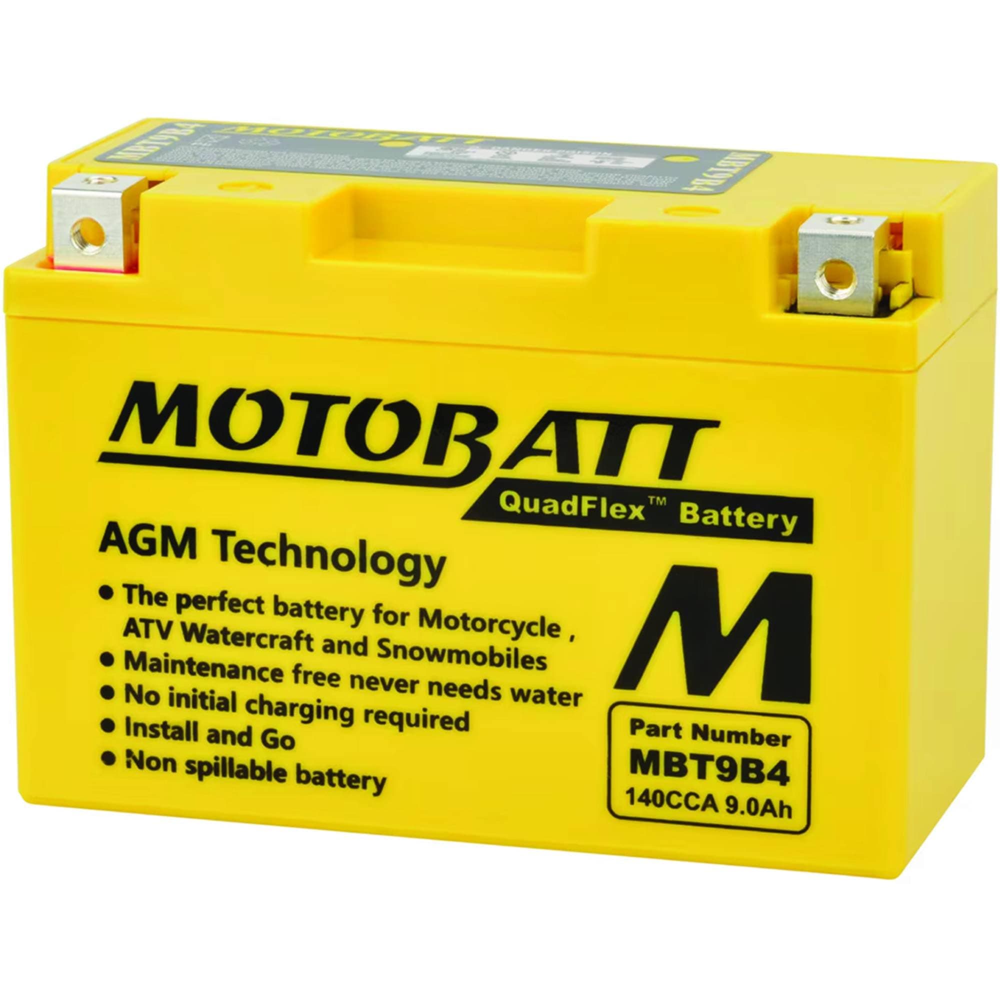 MotoBatt DB Electrical MBT9B4 New Battery For Motobatt 9Ah, Yam-R7 1999, Tx660X, R, Z (Eu) 04-13, Mt-03 06-13, Yzf-R6, R6S 01-09, Yp400 Majesty 04-14, Yfm70R Raptor 06-14 CT9B4 YT9B-BS