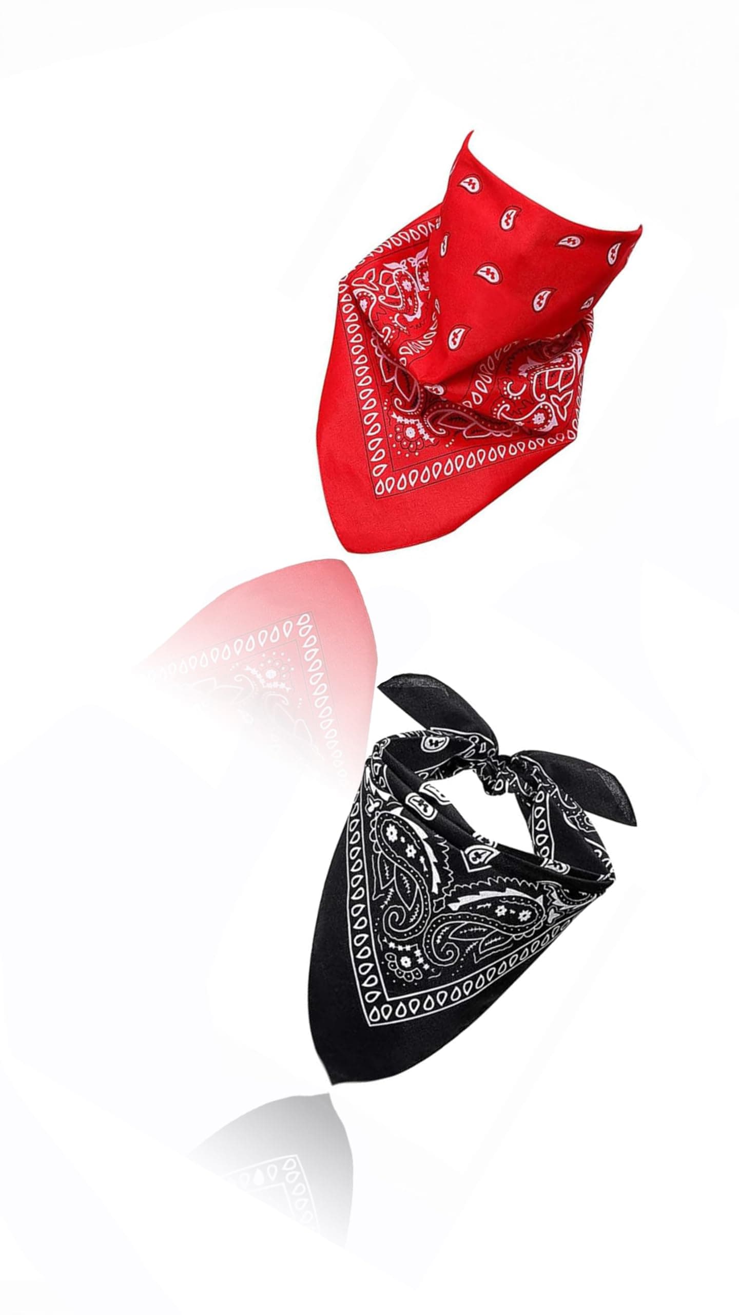 2PCS Paisley Bandanas - Pirate Head Scarf for Men and Women - Versatile Polyester-Cotton Headscarves for Parties and Cowboy Style