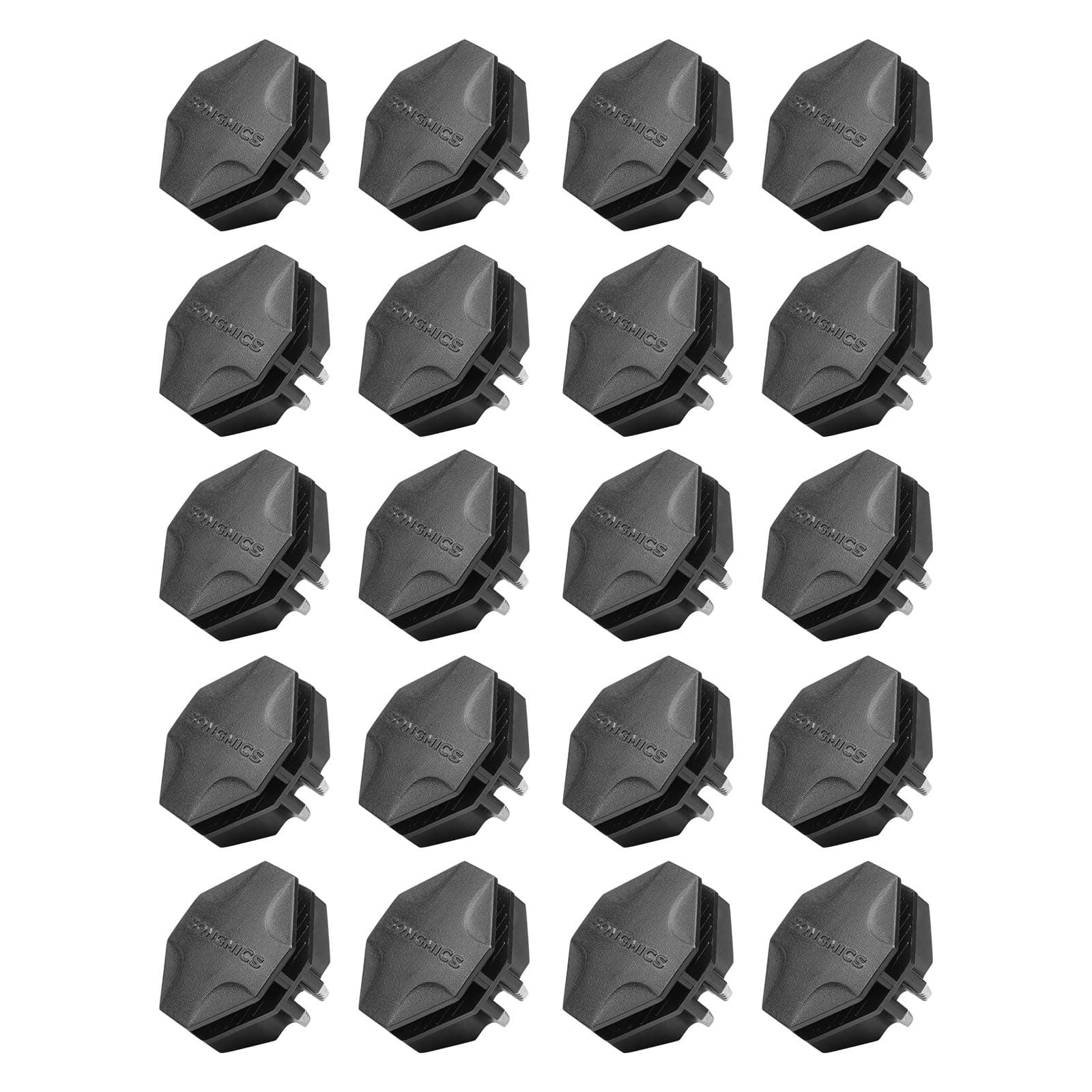SONGMICS Plastic Connectors for DIY Wire Cube Storage Unit, 20 Pieces, ABS Connector with 8 Slots, Black AULPC0B20