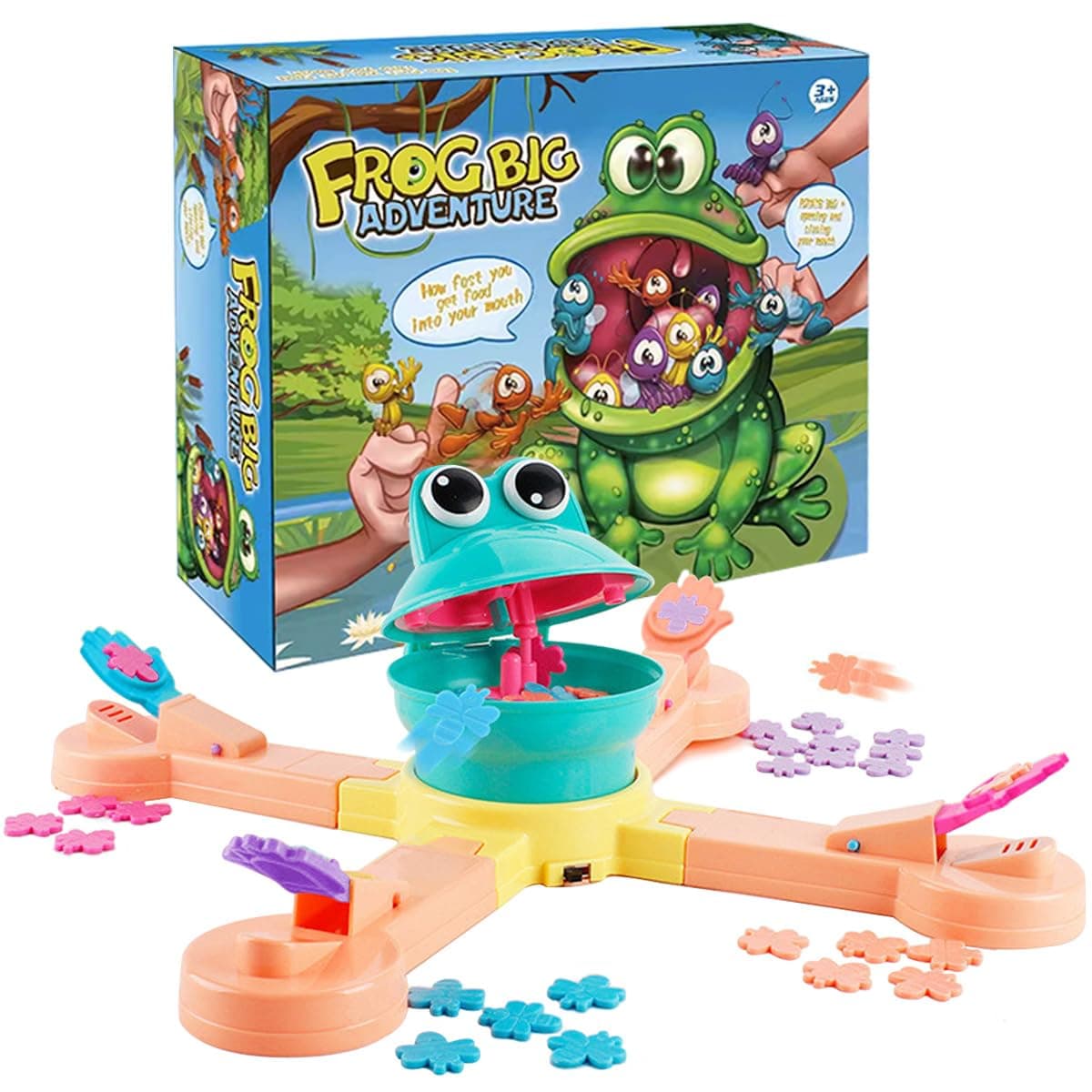 KEJIH Classic Feed Frog Board Game,Multiplayer Athletic Game,Frog Eating Bugs Game,Exercise The Speed of The Reaction Game,Surprise Exciting Family and Friend Party Games,Suitable for 3+ Boys & Girls