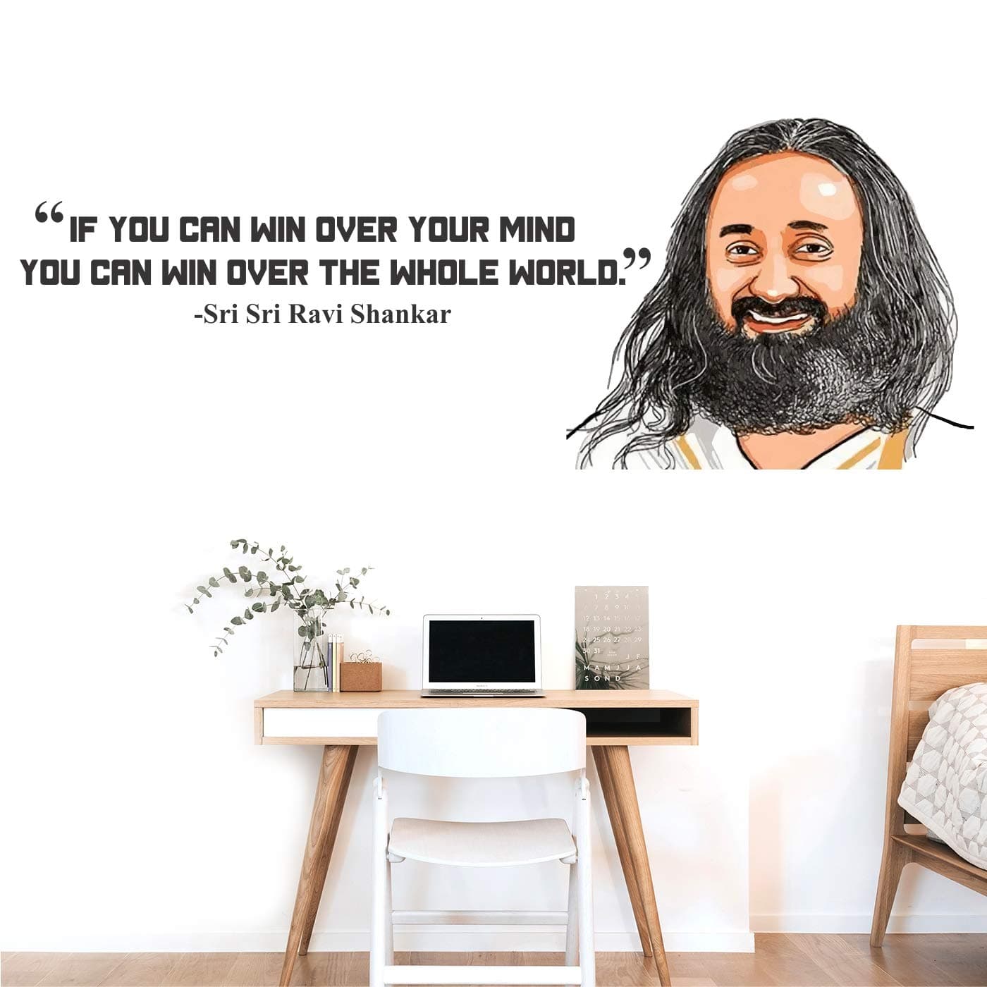 StickMe 'Sri Sri - Ravi Shankar - Guruji - Spiritual Leader - Lord Shiva - Inspirational - Motivational - Quotes - Wall Sticker' -SM797 (Multi Colour, Vinyl - 150cm X 56 cm )