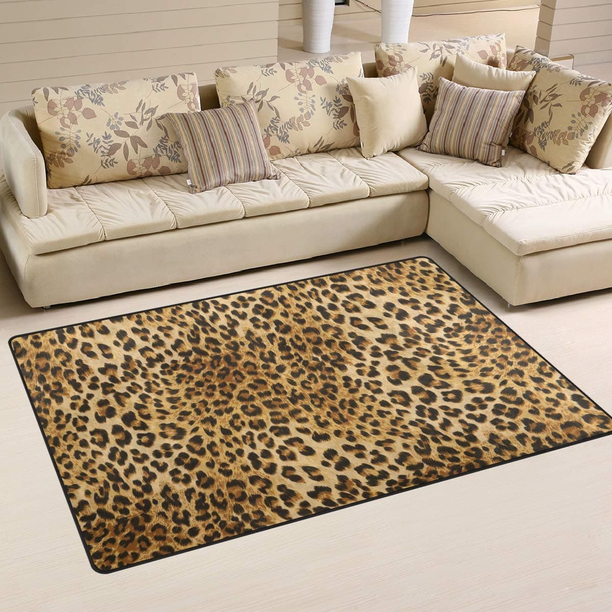 Yochoice ALAZA Non-Slip Area Rugs Home Decor, Leopard Animal Print Floor Mat Living Room Bedroom Carpets Doormats 31 x 20 inches