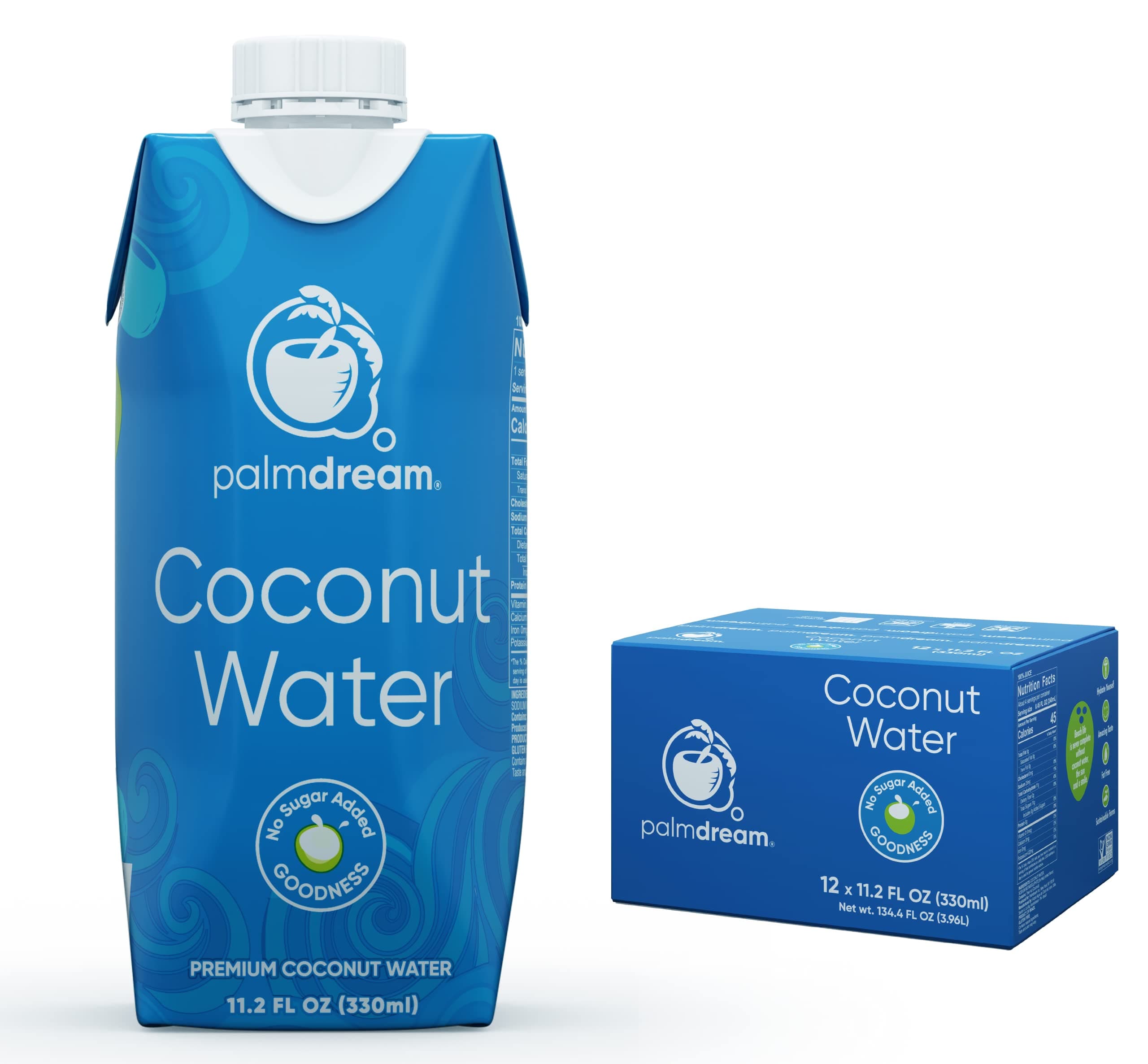 Palmdream Coconut Water - 100% Natural - No Sugar Added - 330 Ml (Pack Of 12)