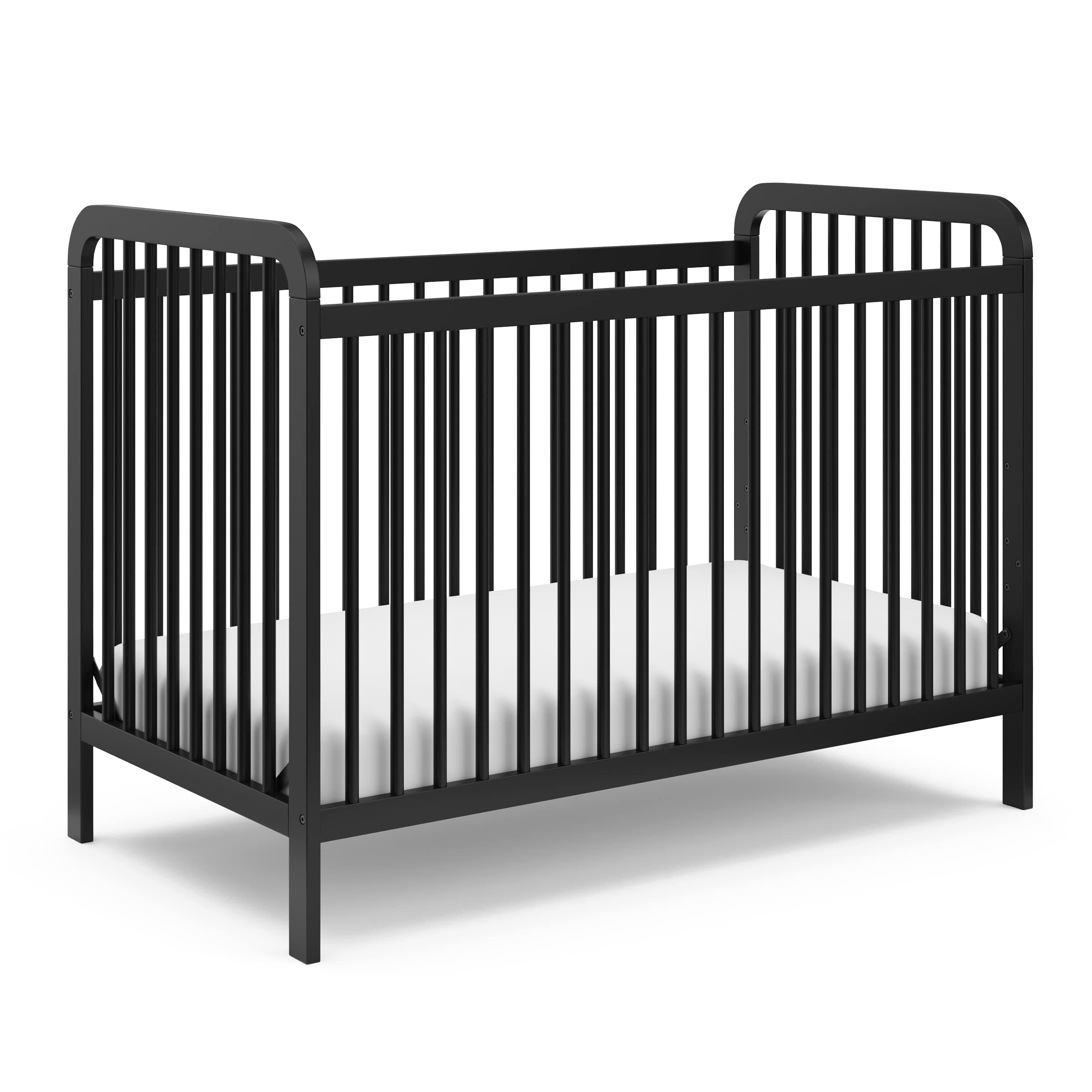 Pasadena 3-in-1 Convertible Crib (Black) – GREENGUARD Gold Certified, Converts to Daybed and Toddler Bed, Fits Standard Full-Size Crib Mattress, Adjustable Mattress Height