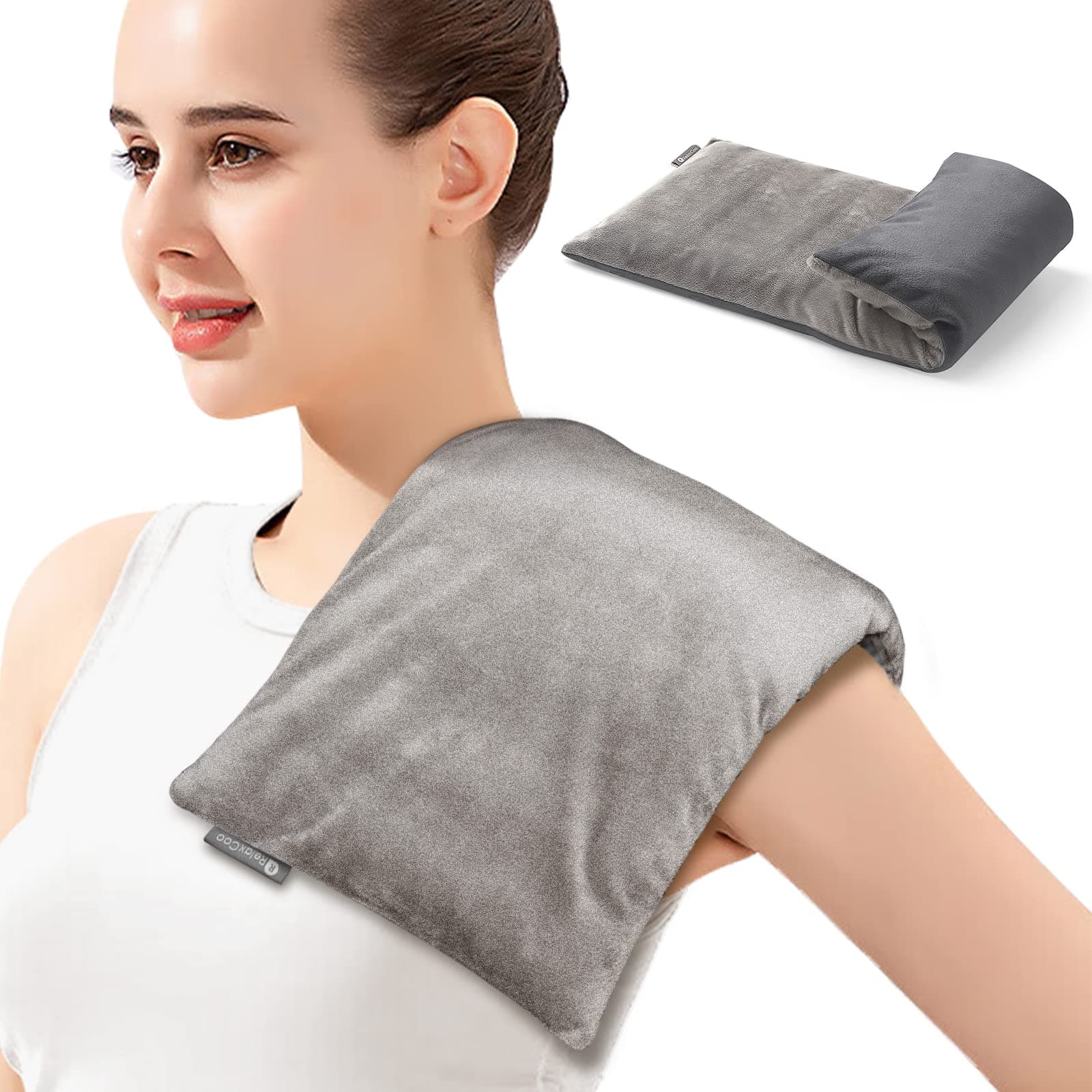 Microwave Heating pad with Washable Cover 7 * 16" Microwavable Moist Heat Pad for Neck Shoulder, Cramps, Back Pain Relief, Warm Compress Rice Bean Bag Hot Pack for Muscles, Joints, Lavender