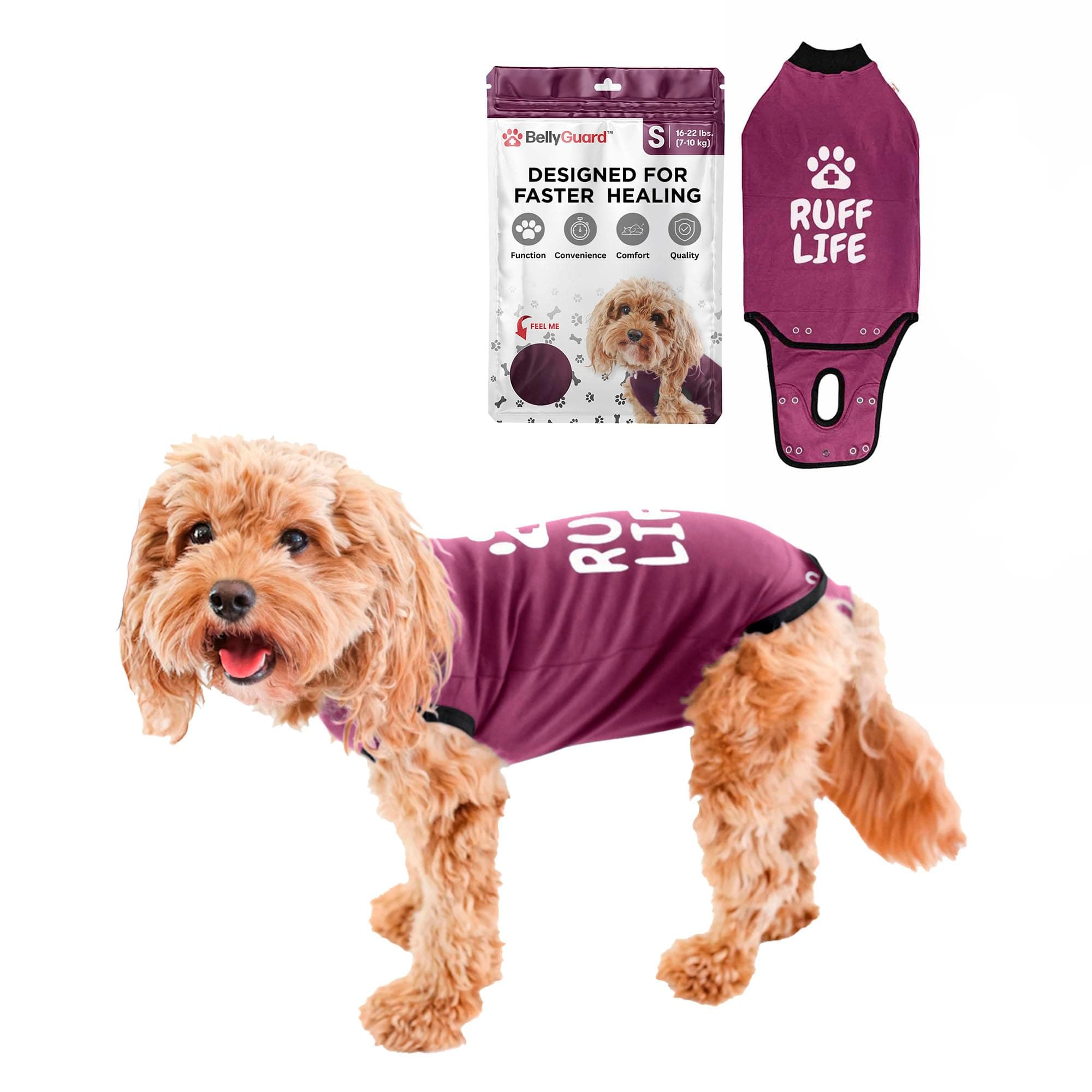 BellyGuard - Dog Recovery Suit, Post Surgery Dog Onesie for Male and Female Dogs, Comfortable Cone Alternative for Large and Small Dogs, Soft Cotton Covers Wound, Stitches. Patented Easy Potty System.
