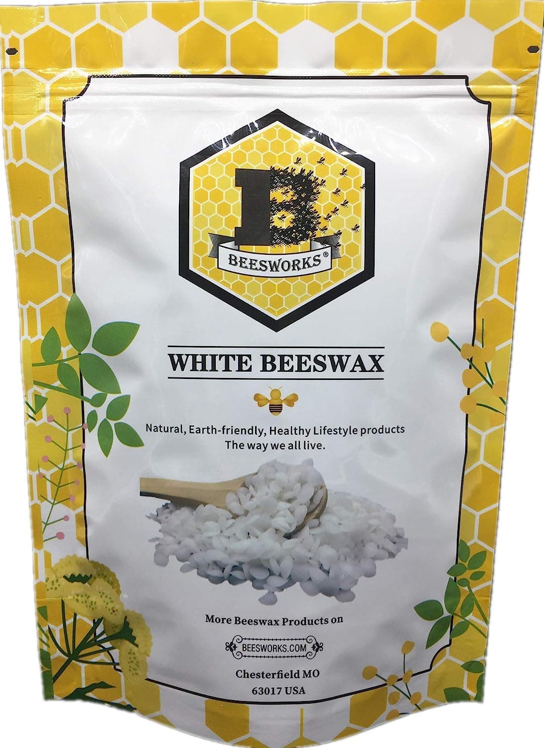 (1lb) - Natural Planet Pure White BEESWAX Pellets-100% Pure