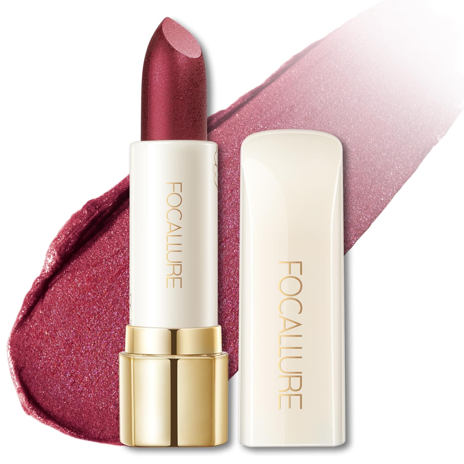 FOCALLURE Moisturizing Shiny Lipstick,Pearl Shimmery Finish,Hydrating Tinted Lip Balm with Creamy Texture,Long Lasting High Pigmented Lip Stain,Killer Queen