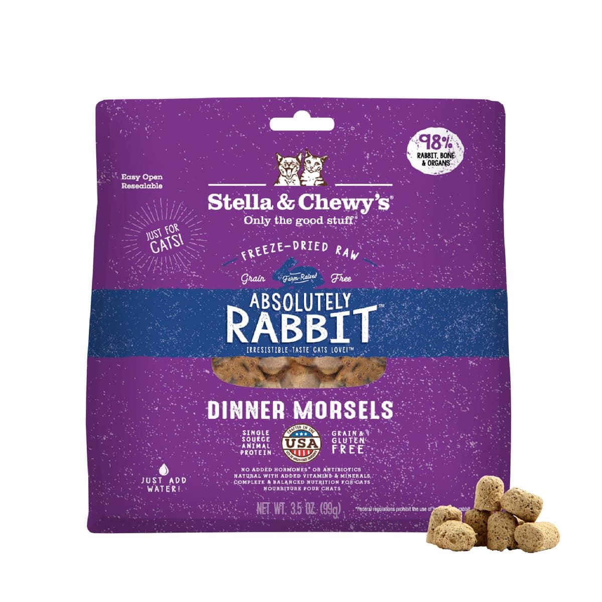 Stella & Chewy's Freeze-Dried Raw Absolutely Rabbit Dinner Morsels Cat Food, 3.5 oz. Bag