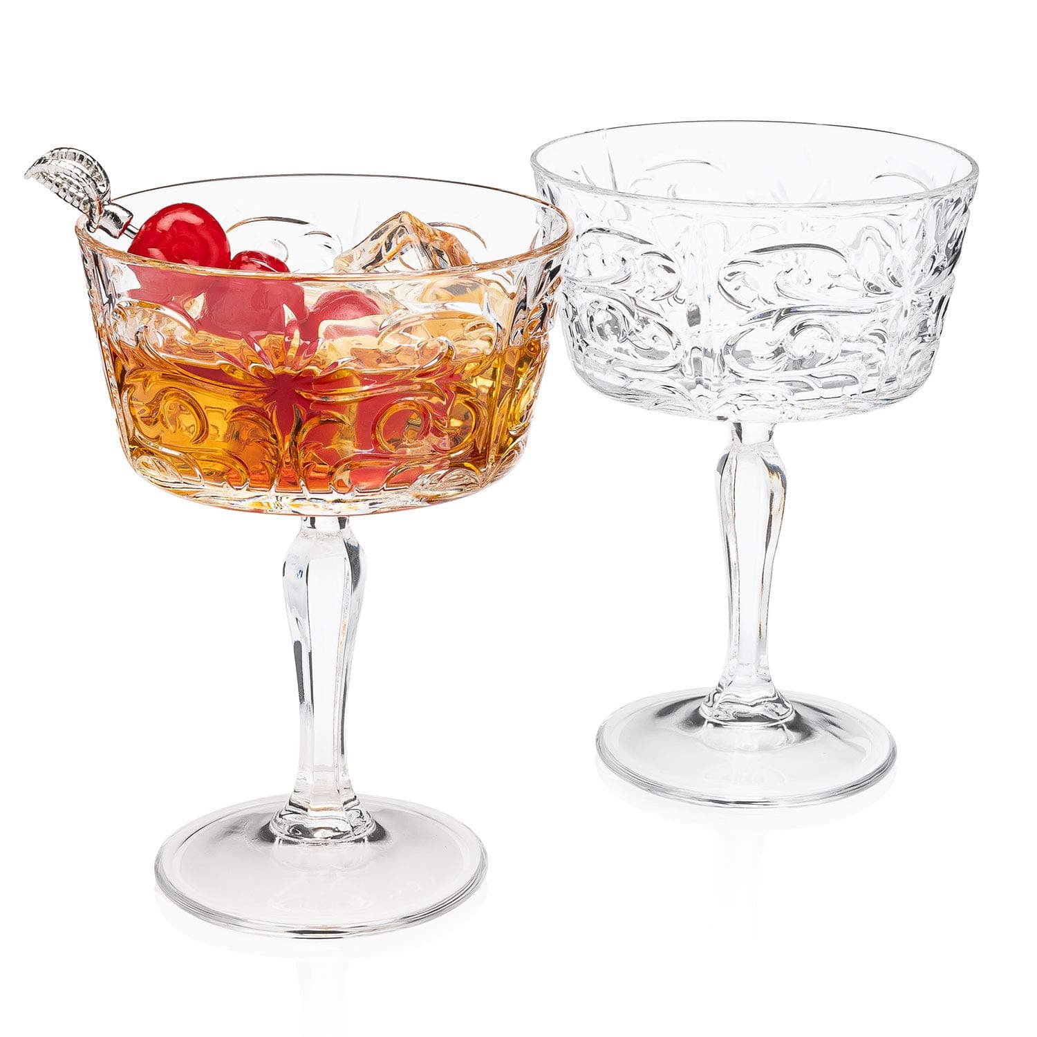 HISTORY COMPANY The British Gentleman’s Club Crystal Cocktail Glass – 2-Piece Set for Classic Cocktails (Gift Box Collection)