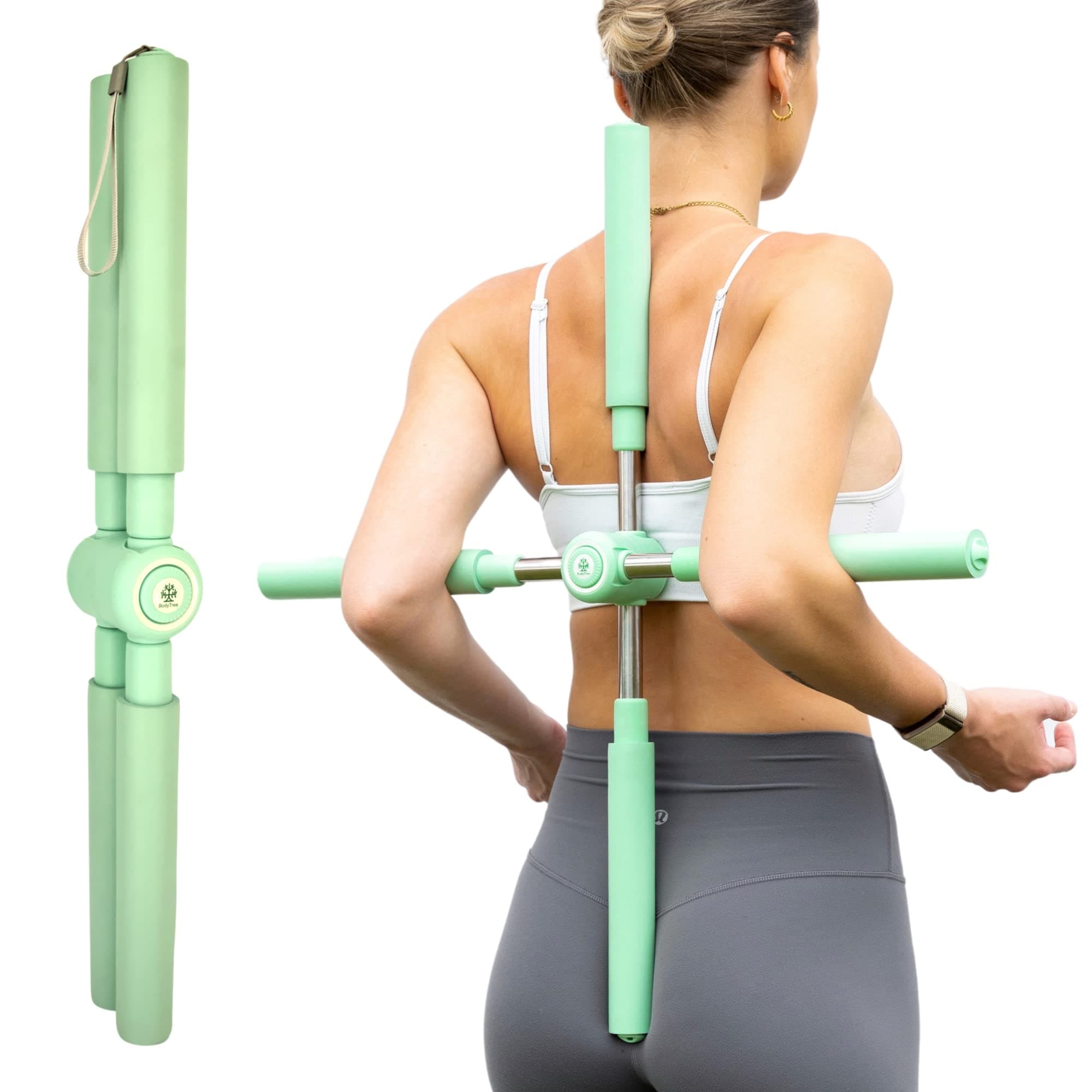 Posture Corrector Yoga Cross Stick - Back Pain Relief for Men Women - Back Stretcher and Straightener for Upper and Lower back - Stretch Pole - Neck hump Cracker bar Cracking device brace