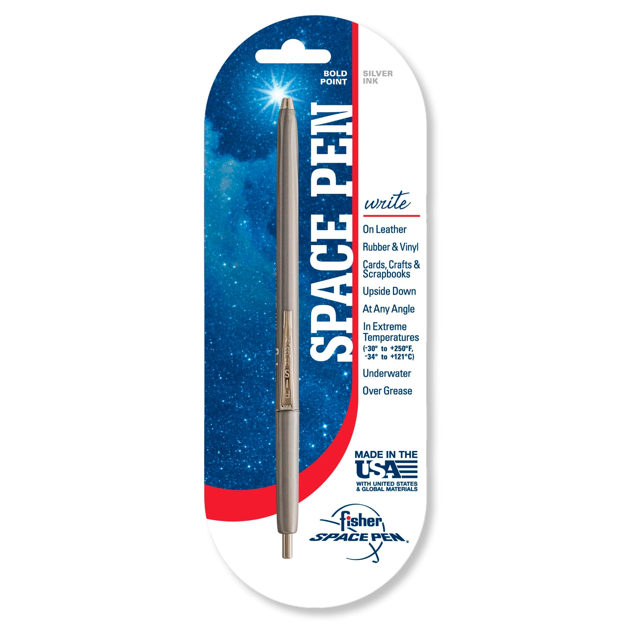 Fisher Space Pen Silver Space Pen - Bold Point, Blistered (SR80SL)