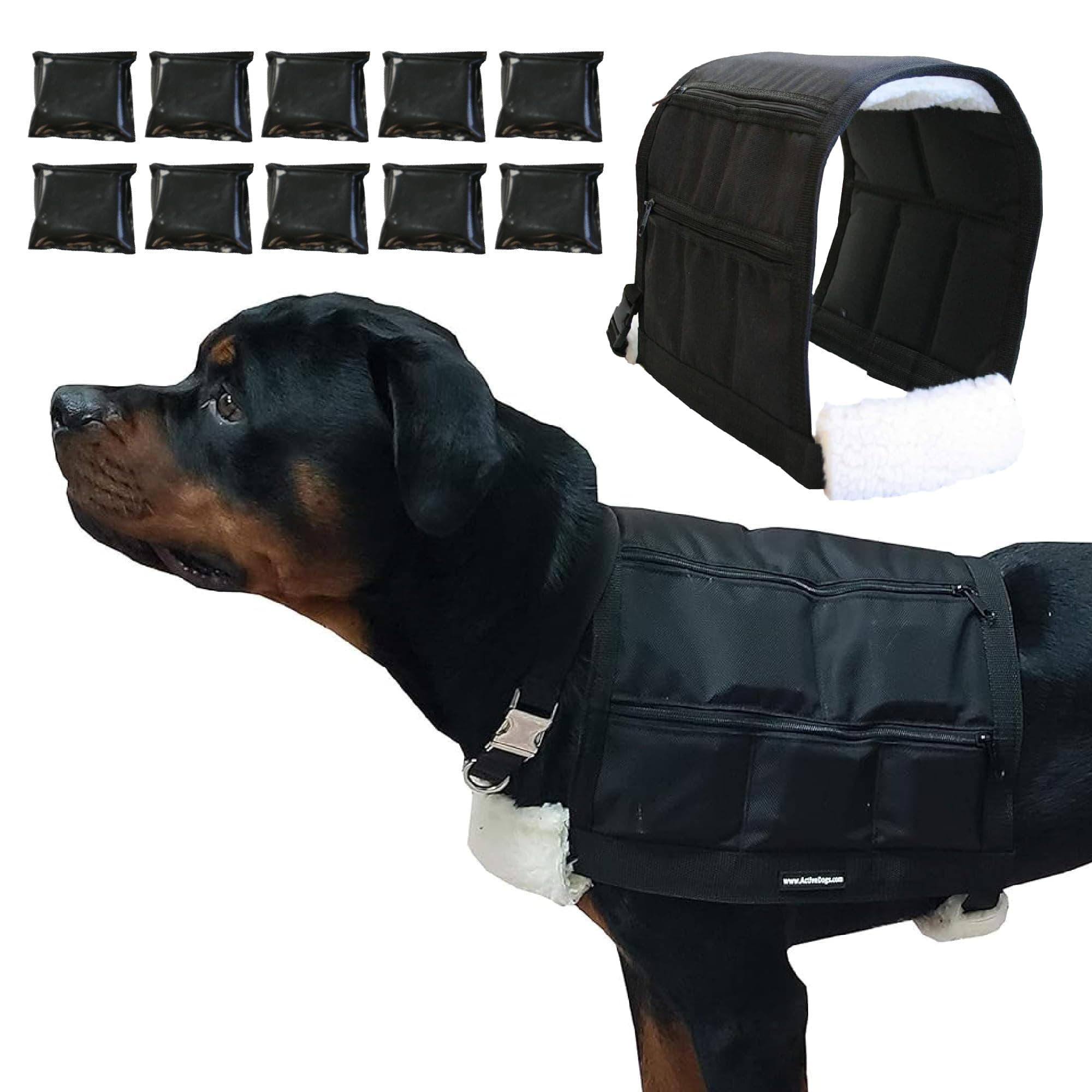 ActiveDogs Weighted Dog Vest with Weights - Dog Agility Training Equipment Jacket for Dog Exercise, Strength, Pulling & Endurance - Burn Calories & Build Muscle - Large 34-38 IN, 10 x 1LB