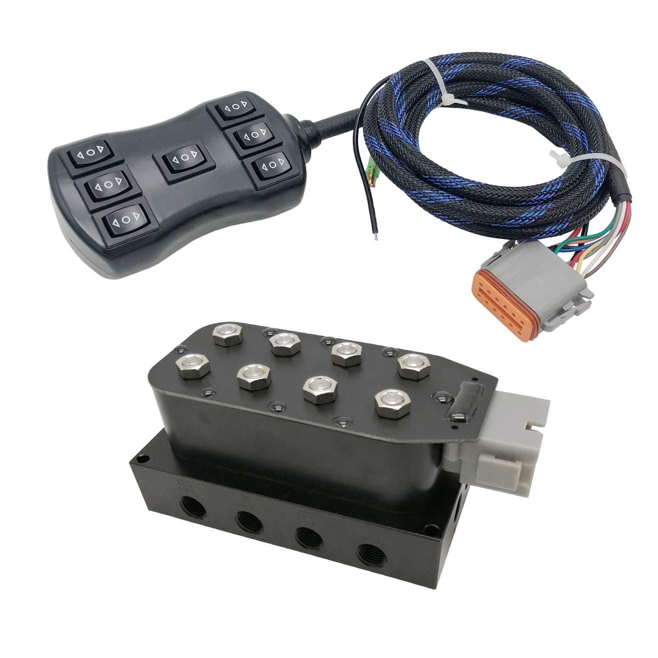 Lhfacc 4 Corner Solenoid Valve Air Rid Manifold for 4 Air Bag Suspension System with 7-Switch Wired Remoted Controller 1/4 NPT Ports Sup-0023