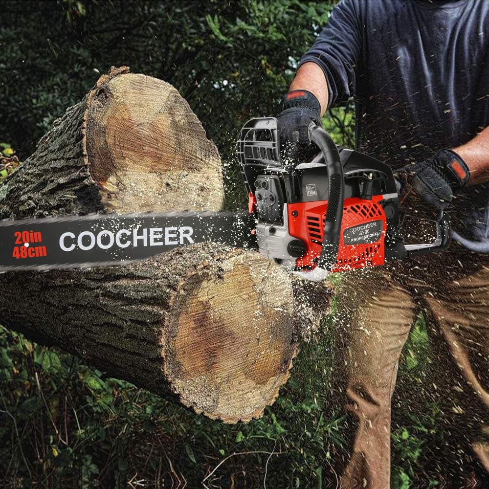 COOCHEER 62CC Gas Powered Chain saws, 20Inch 3.5HP 2-Stroke Gasoline Chain Saw