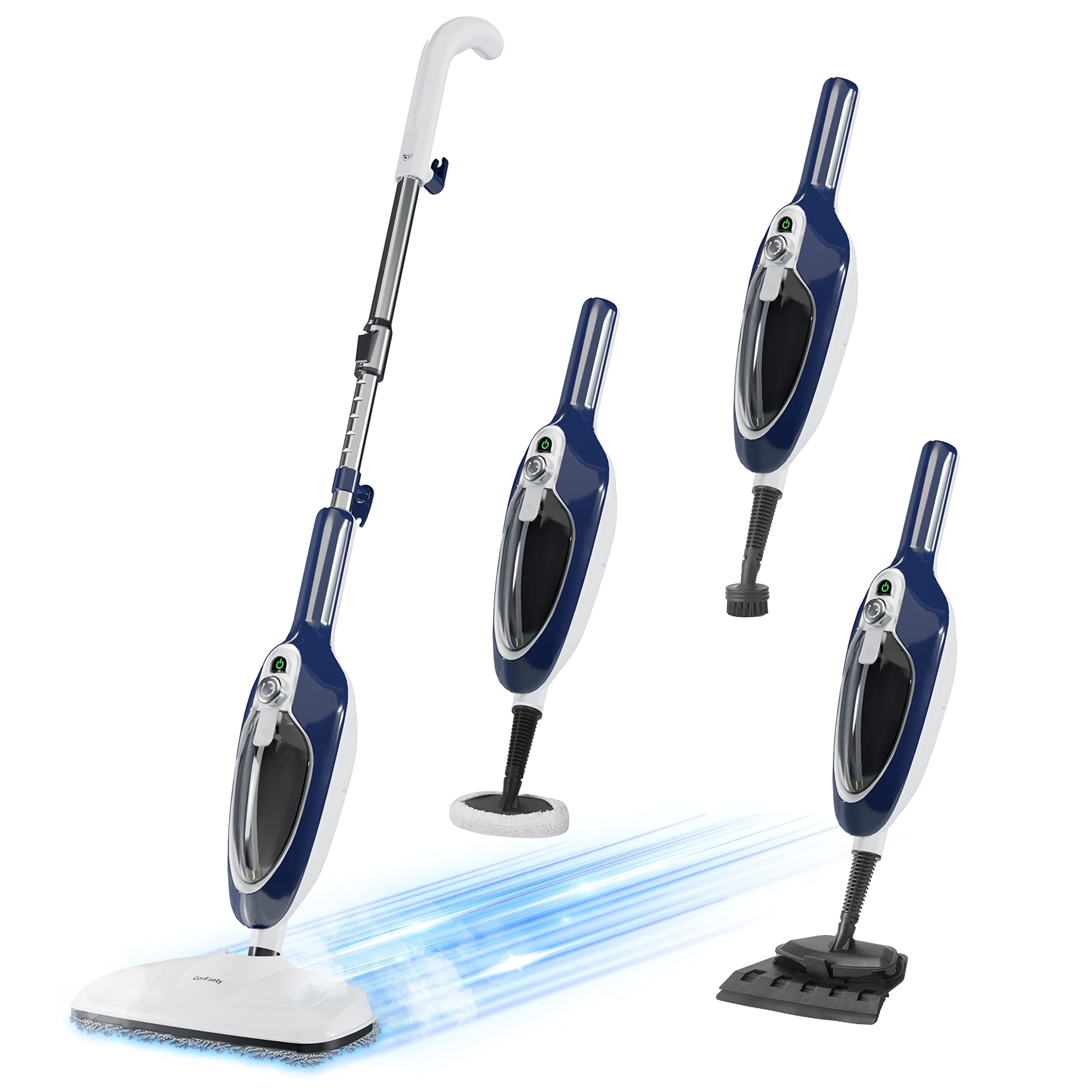 Steam Cleaner - 10-in-1 Floor Steamer Removable Multi-Purpose Handheld Steam Cleaner for Hardwood/Tiles/Laminate, All Floors, Carpet Cleaning with 11 Accessories for Entire Home Use (Blue)