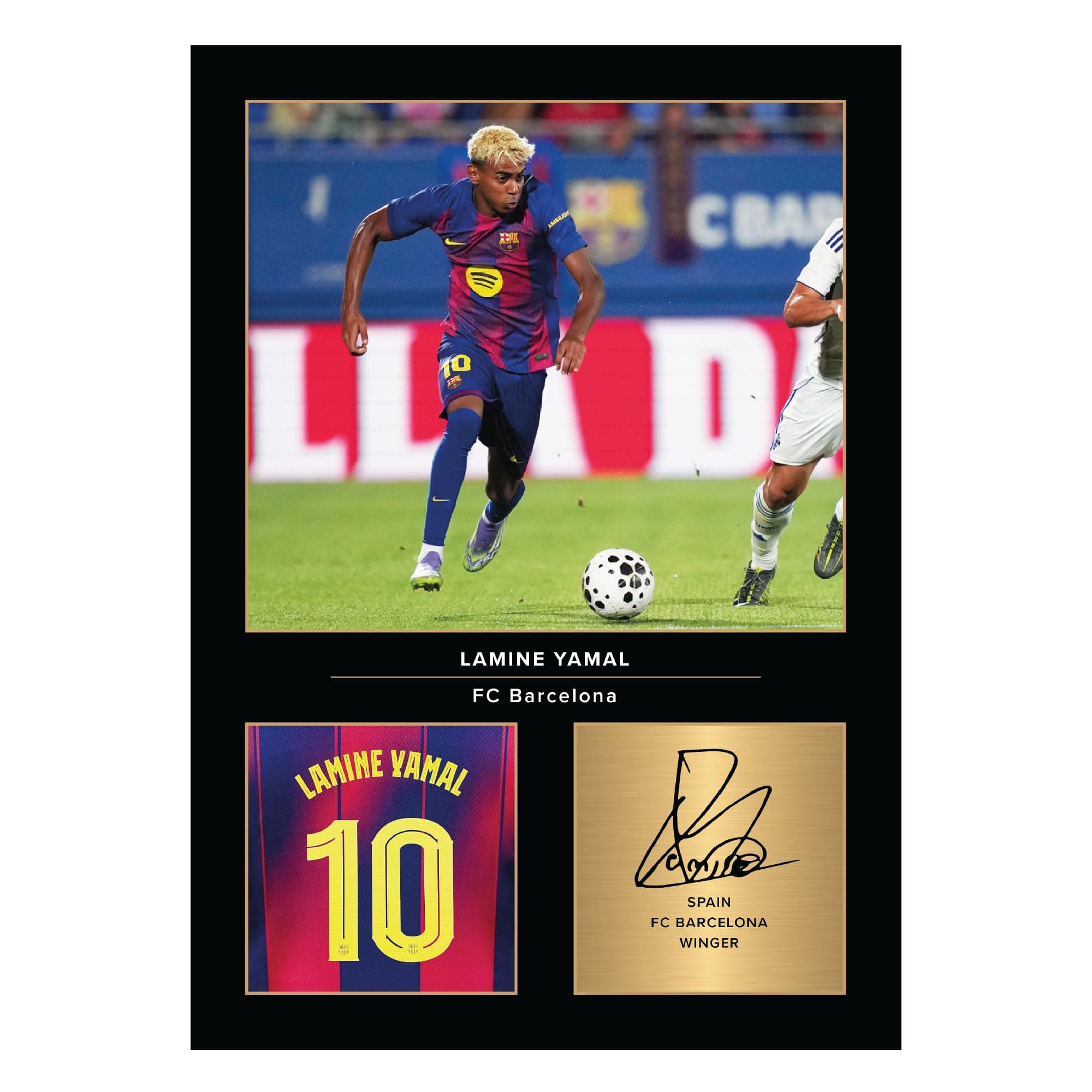 Icons Wall Art – Lamine Yamal Barcelona A4 Printed Photo Display – Digitally Reproduced Signature – Football/Soccer Fan Gift – Unframed Barca Memorabilia Poster