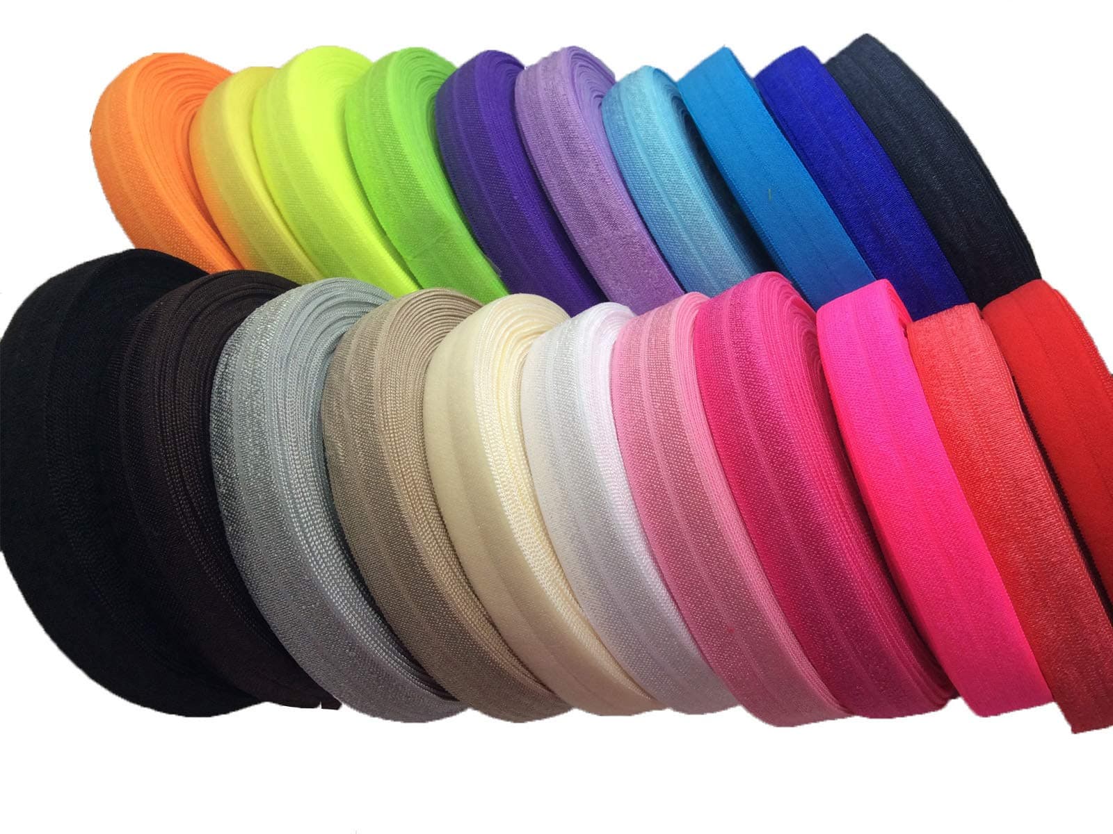 Jisep Stretch Foldover FOE Elastics Ribbon-100 Yards, 5/8'' 15mm