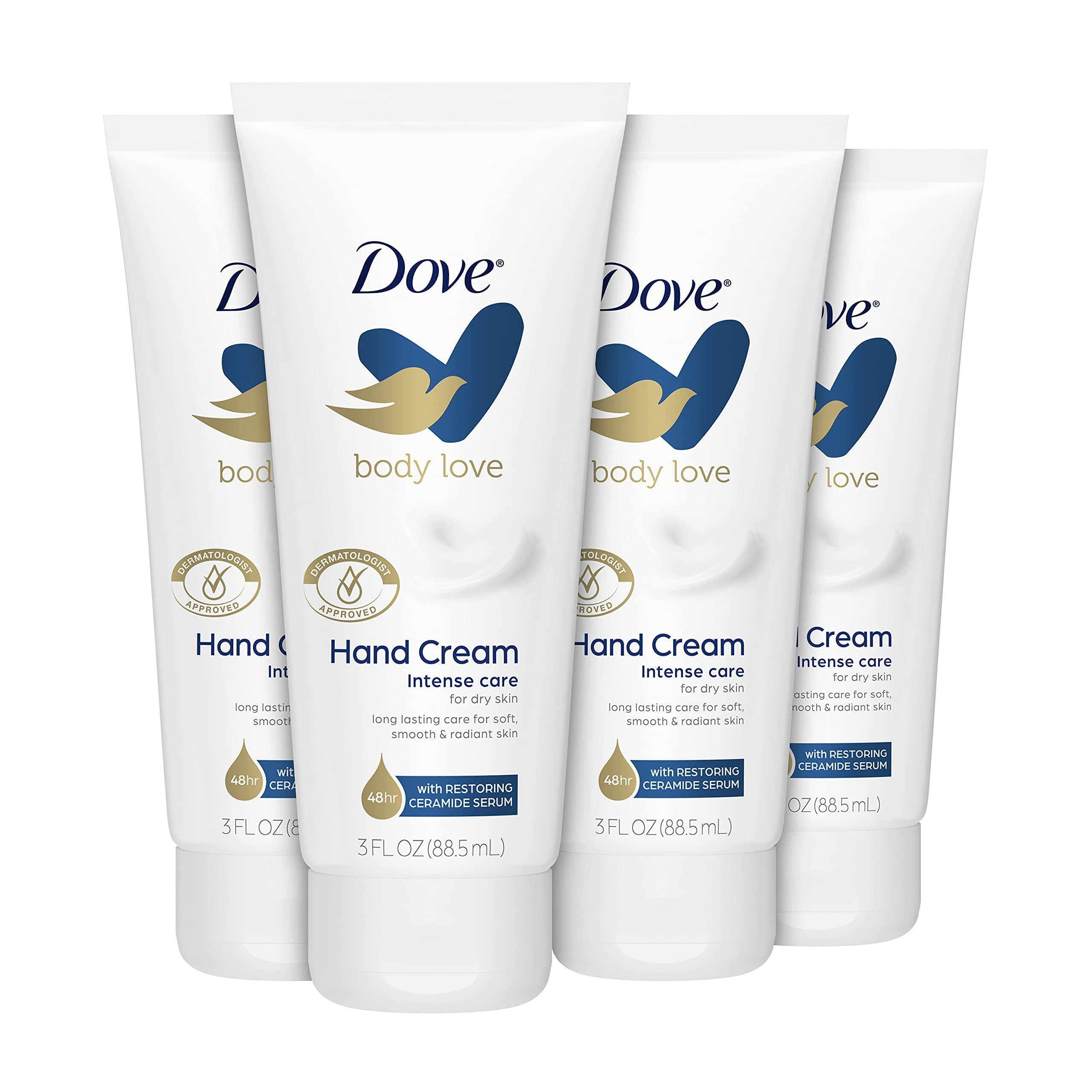Body Love Moisturizing Hand Cream for Rough or Dry Skin Intense Care Softens and Smoothes 3oz 4 Count