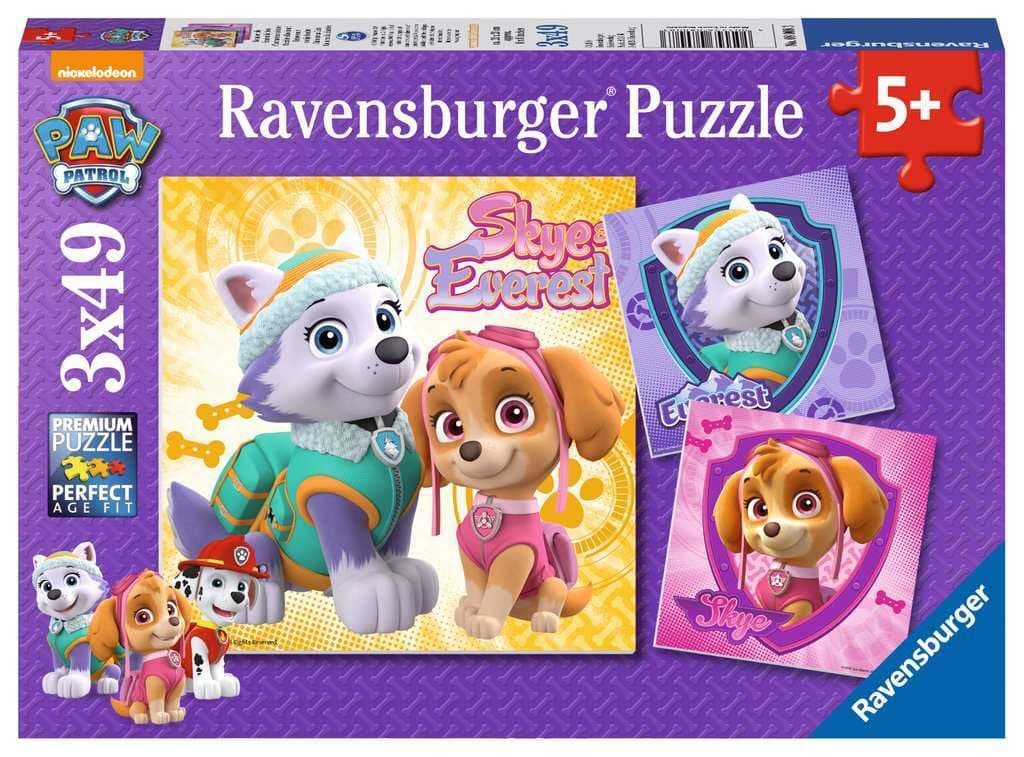 Paw Patrol Skye & Everest 3 x 49 Pieces Jigsaw Puzzles for Kids Age 5 Years Up