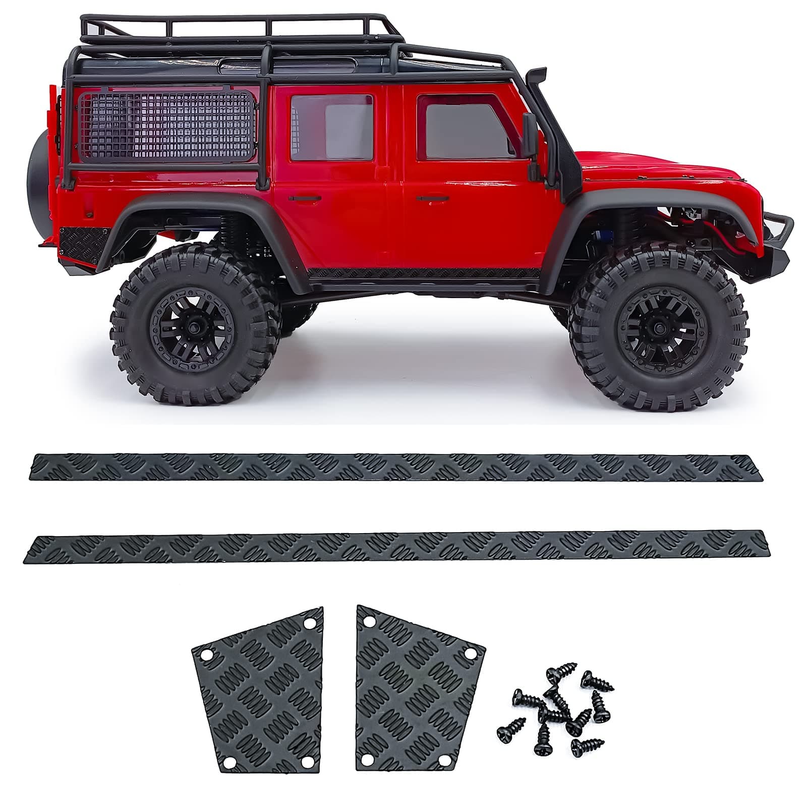Zolikar RC Stainless Steel Side Step Skid Plate Side Skirt Protection Decorative Trim Panel Set for TRX4M Upgrades Defender 1/18 Scale RC Crawler Car Accessories
