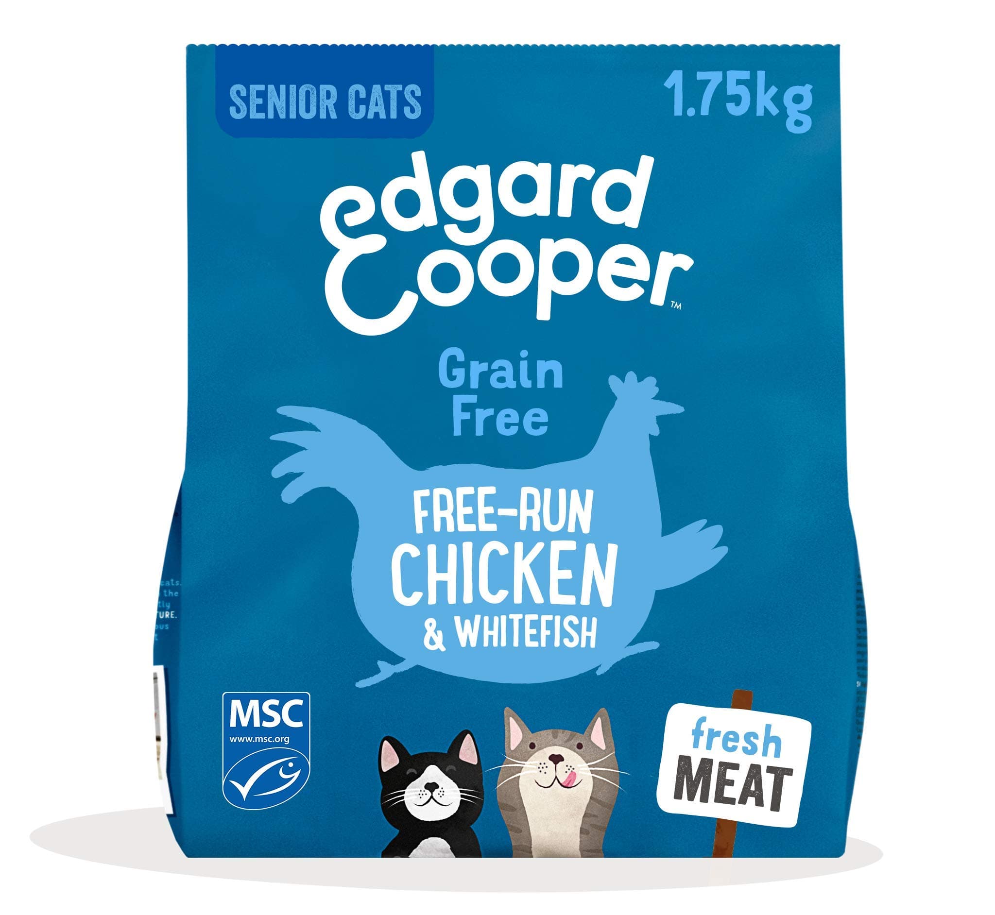 Edgard & Cooper Senior Cat Dry Food - Chicken & Whitefish 1.75kg - Grain Free, High Protein, Natural Ingredients & MSC-Certified
