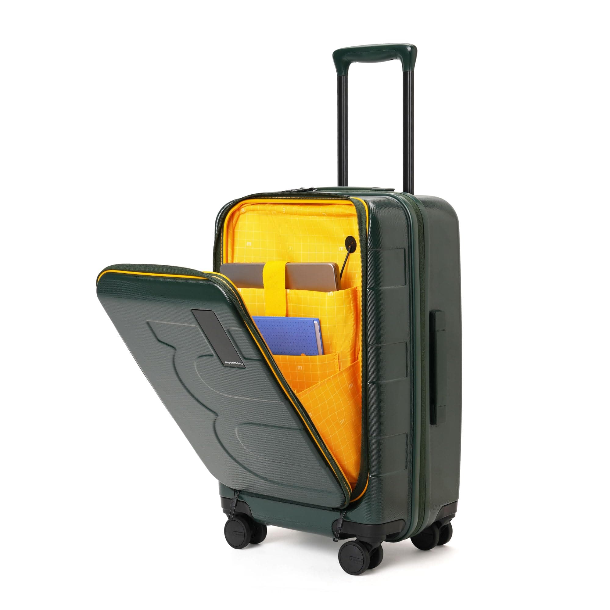 Polycarbonate The Em Cabin Pro Luggage Small Size German Makrolon Poly-Carbonate Hardside 8 Hinimoto Wheels Suitcase Trolley for Travelling (Green Energy Sunray) 56 Cm