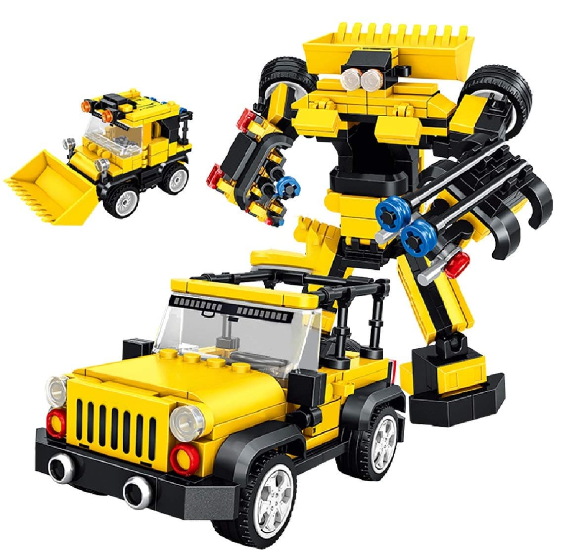 Toys Bhoomi 3-in-1 STEM Model Yellow Jeep Car Educational Learning 242 PCS Building Blocks Bricks Toy Robot Model Vehicles Set Gifts for Kids Boys and Girls - Compatible with All Major Brands