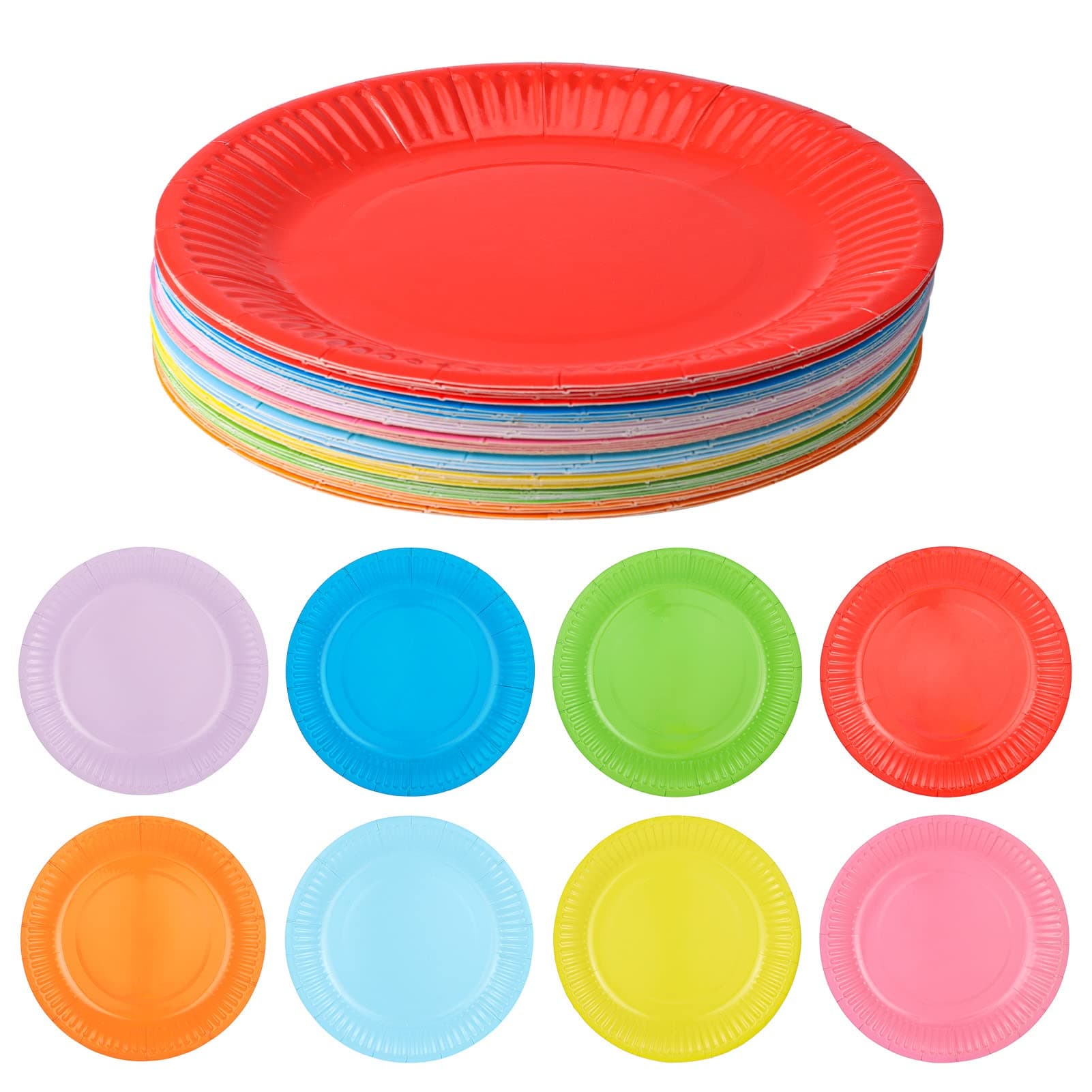 40 Packs 7" Colorful Party Paper Plates,Classic Assorted Color Round All Occasion Paper Dinner Plates Birthday Party Supplies