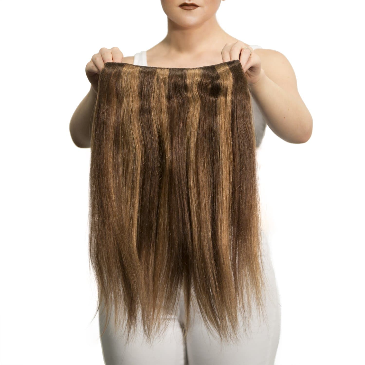 Sono 1 Count 165 g 20" Solo Straight Sono 1 Count 100% Human Hair Extensions, 6/10 Dark Chestnut & Medium Ash