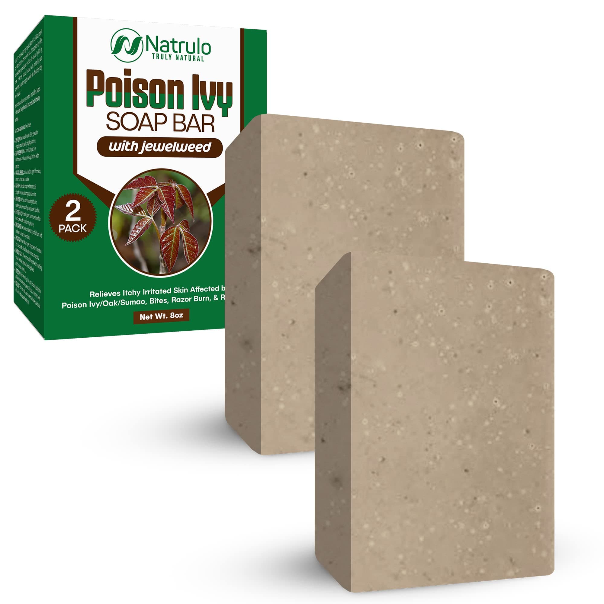 Natrulo Poison Ivy Soap Bar - All Natural Poison Ivy Treatment - Anti-Itch Skin Cleanser Bar for Poison Ivy, Poison Oak & Sumac - Removes Oils, Soothes & Relieves Rashes - 4 oz Bar Made in USA