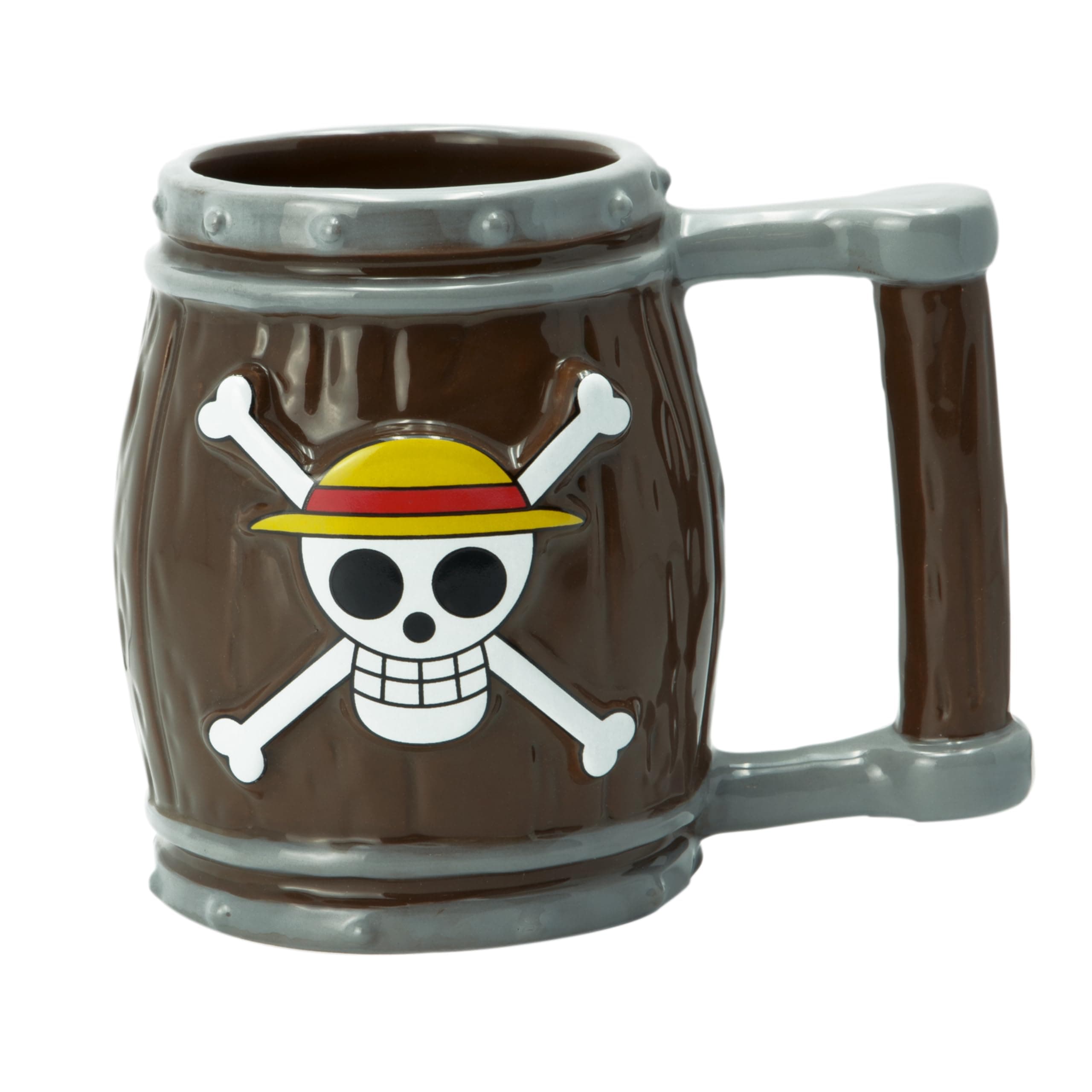 One Piece Anime Straw Hat Jolly Roger Barrel Ceramic Coffee Tea 3D Mug 12 Oz. Drinkware Manga Gift
