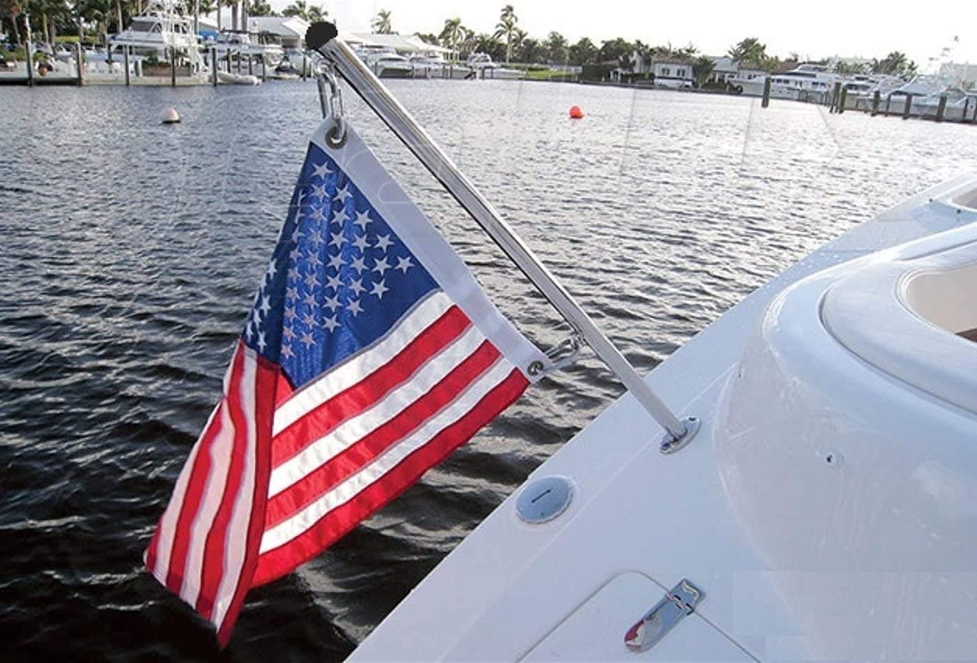 SeaLux Marine Boat 30" Flag Stanchion Pole and 90° Flush Mounting Socket (OEM) (Flag Pole and Socket SET)