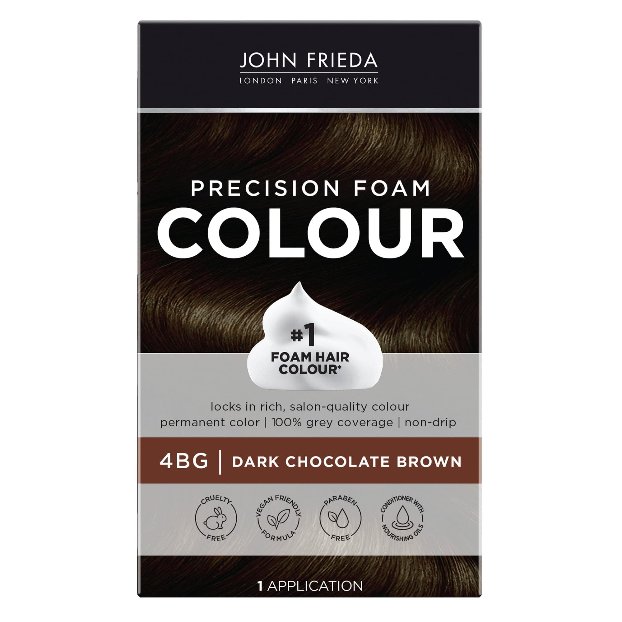 Precision Foam Colour, Dark Chocolate Brown 4BG, Full-Coverage Hair Color Kit, Anti-Fade Gray Coverage, Deep Color Saturation Hair Dye, 1 Application