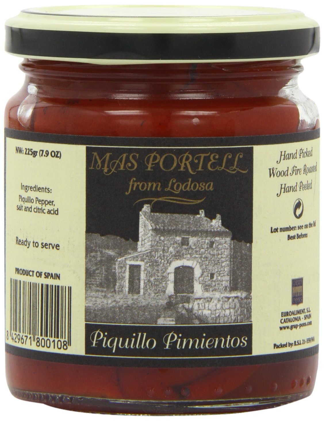 Mas Portell Wood Roasted DOP Piquillo Peppers 225 g (Pack of 2)
