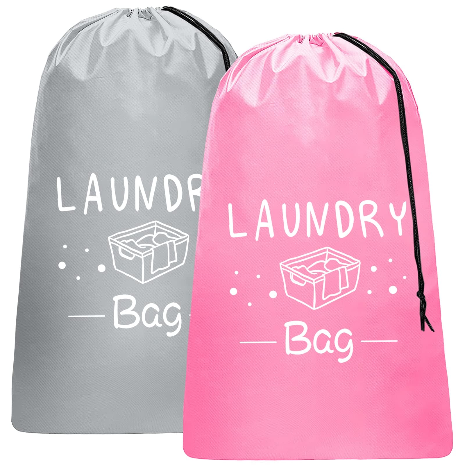 Sylfairy 2 Pack Extra Large Travel Laundry Bag, Dirty Clothes Organizer with Drawstring,Heavy Duty Travel Laundry Bags,Easy Fit a Laundry Hamper Travel Essentials