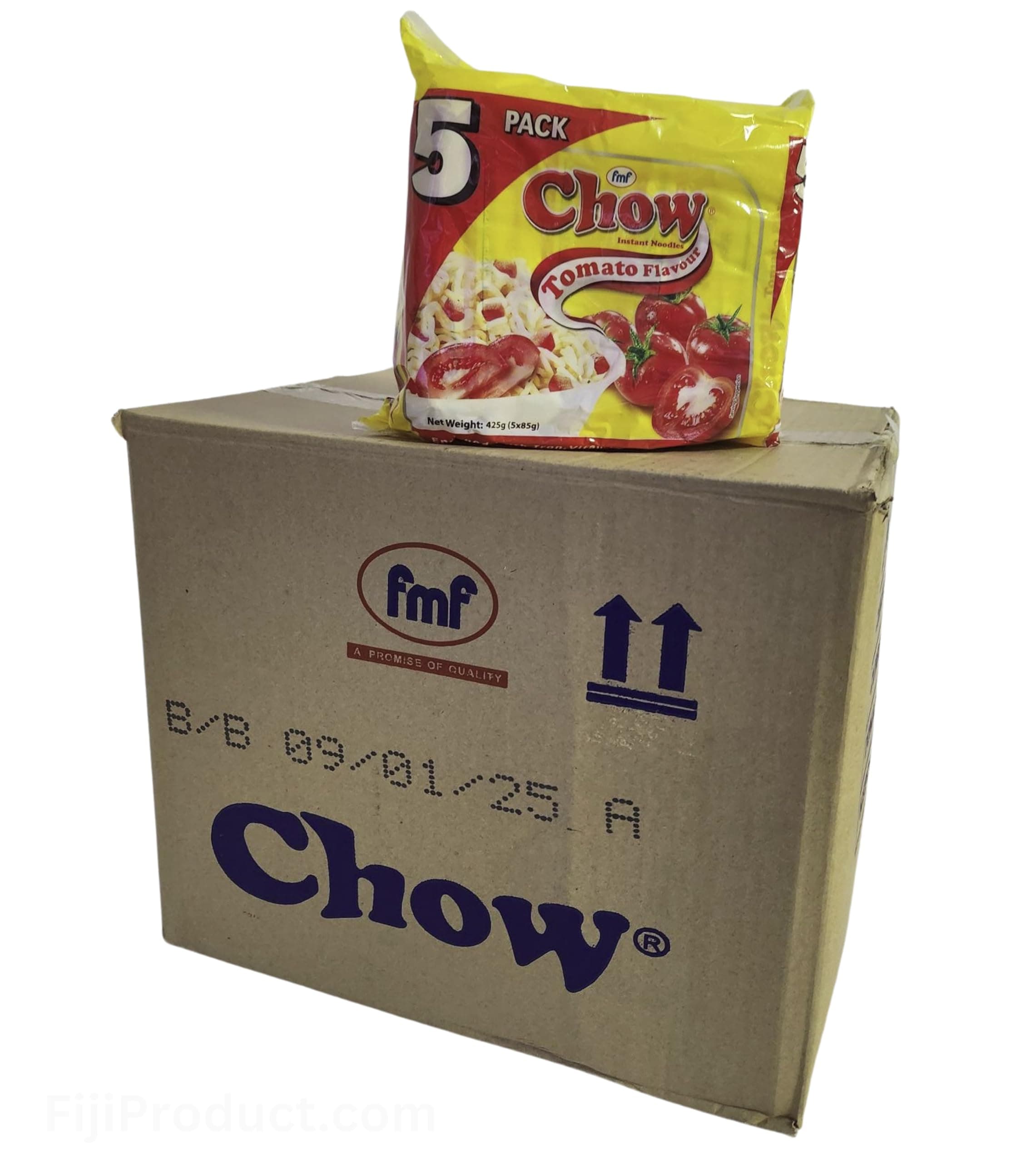 fmf Chow Instant - Noodles Tomato Flavor (CASE PACK OF 12 x 5 PACKS x 85g Ea) 2 Minute Instant Noodles, Fragrant With Tomato - From FIJI