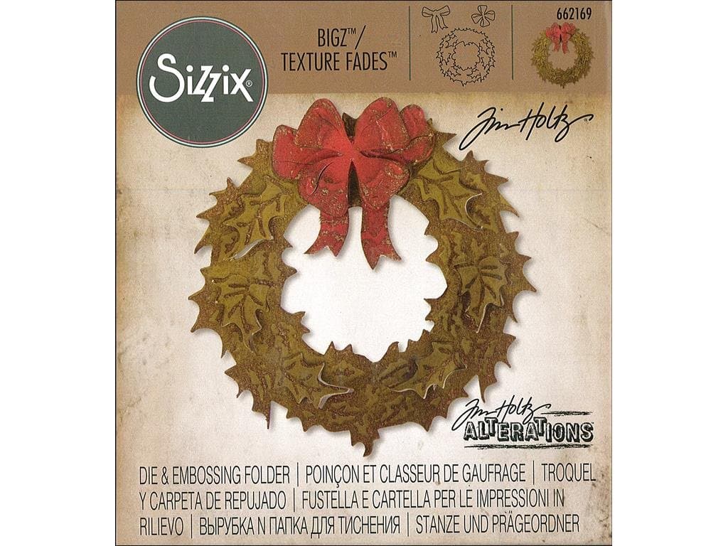 Sizzix Tim Holtz Bigz Die with Texture Fades, Layered Holiday Wreath, Multicolor