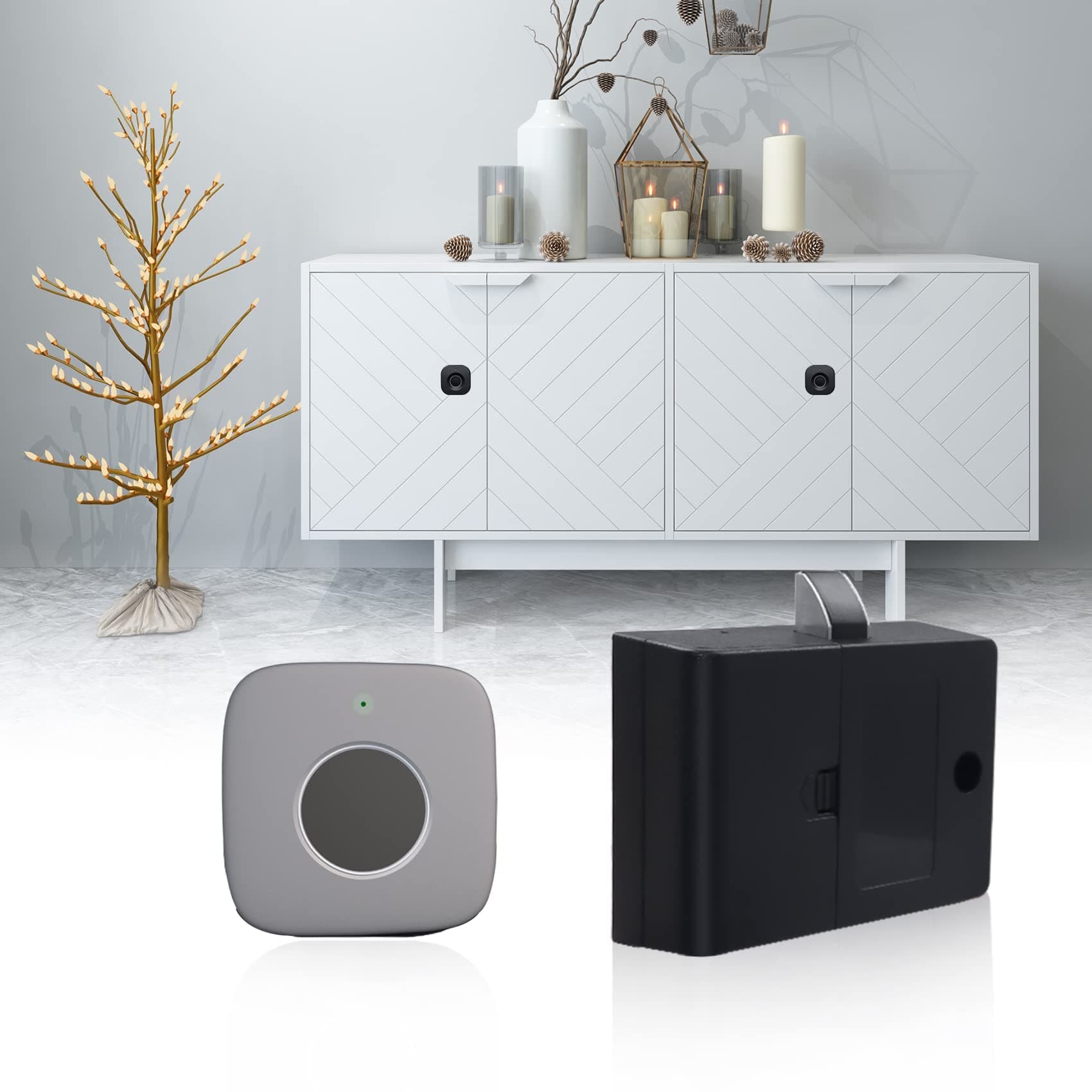 Fingerprint Cabinet Lock, Smart Biometric Lock for Keyless Hidden File Drawer Wardrobe, Child Safety Electric DIY Wooden Furniture Privacy for Home Office, Silver