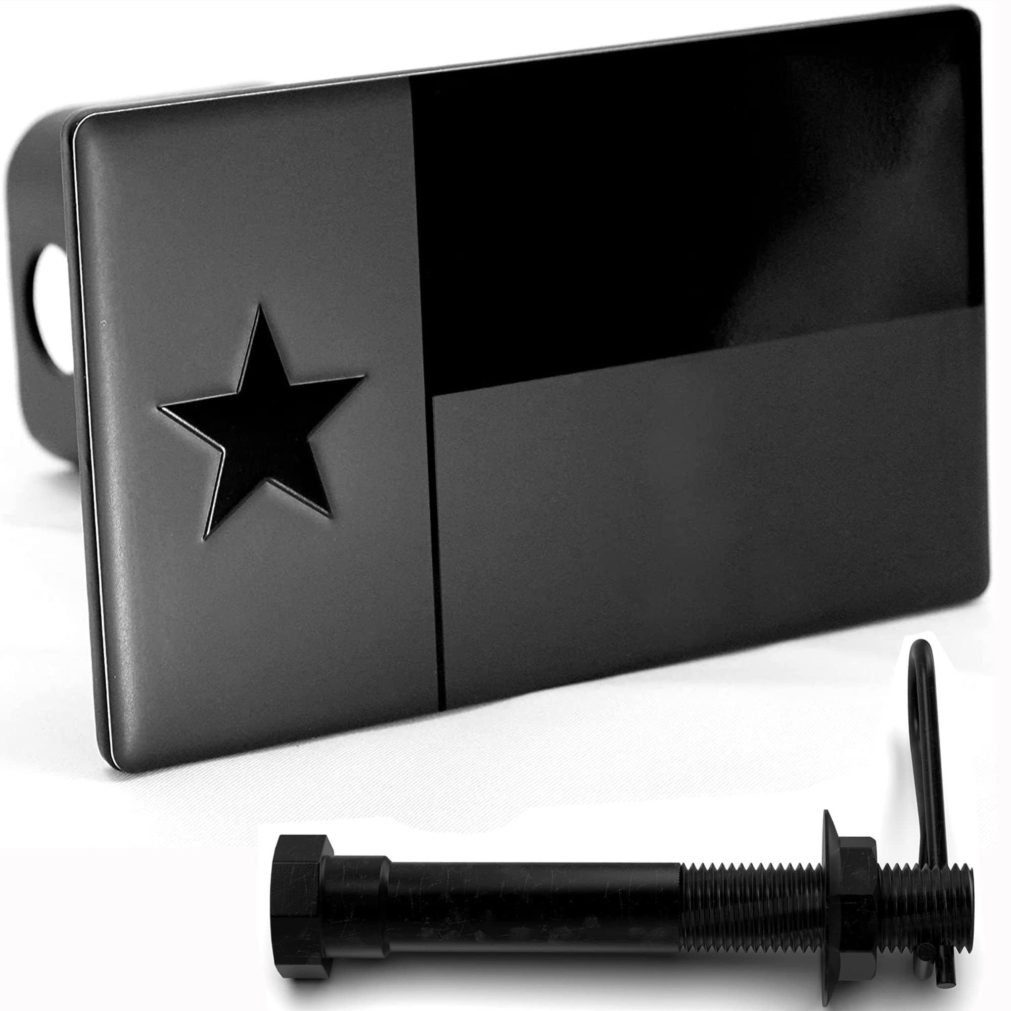 Texas State Flag Metal Hitch Cover (Fits 2" Receiver, Black)