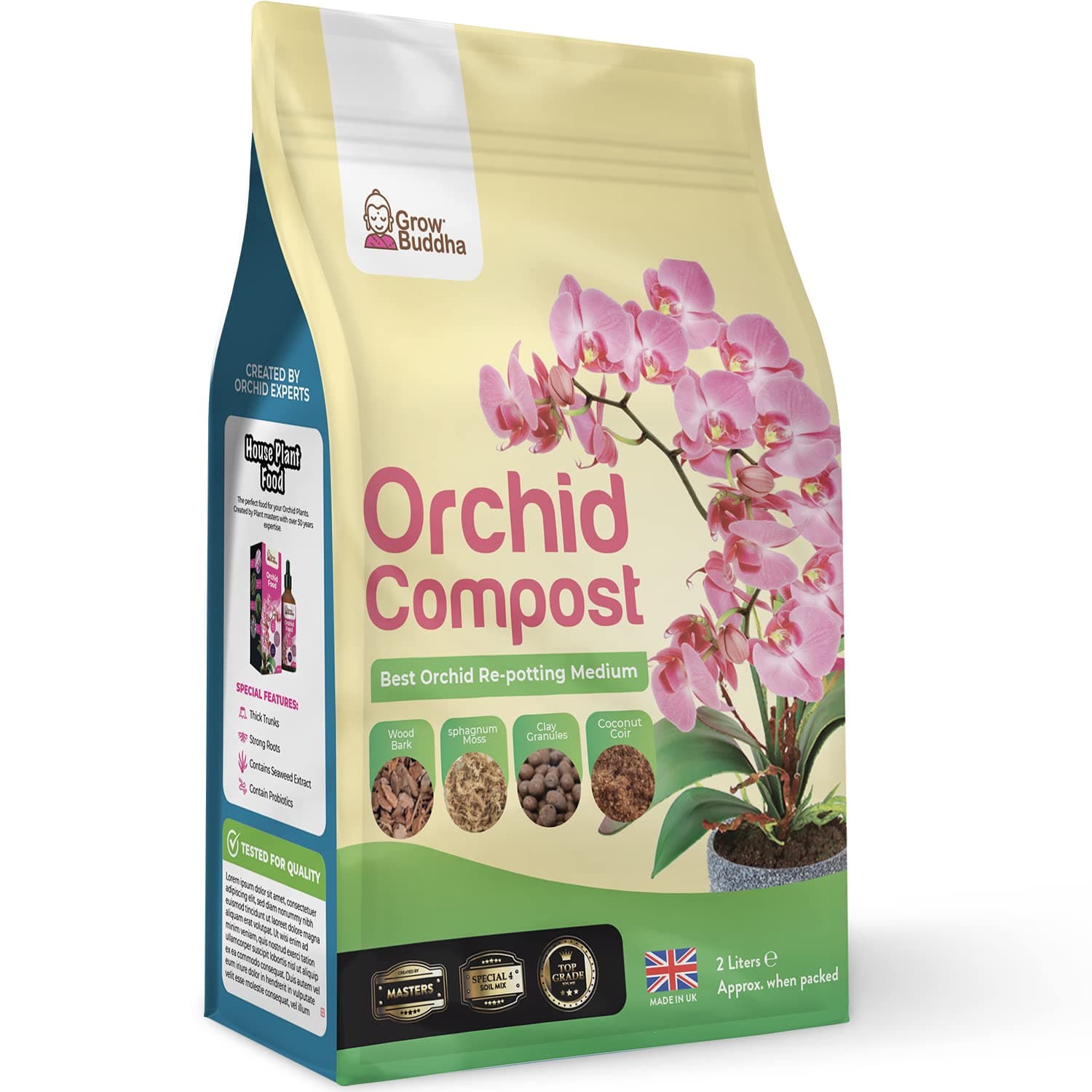Professional Orchid Potting Mix Compost - 2 Litres | Fast Growth, Strong Root, Long-Blooming Re-Potting Mix for Beautiful Plants - Suitable for All Orchid Varieties