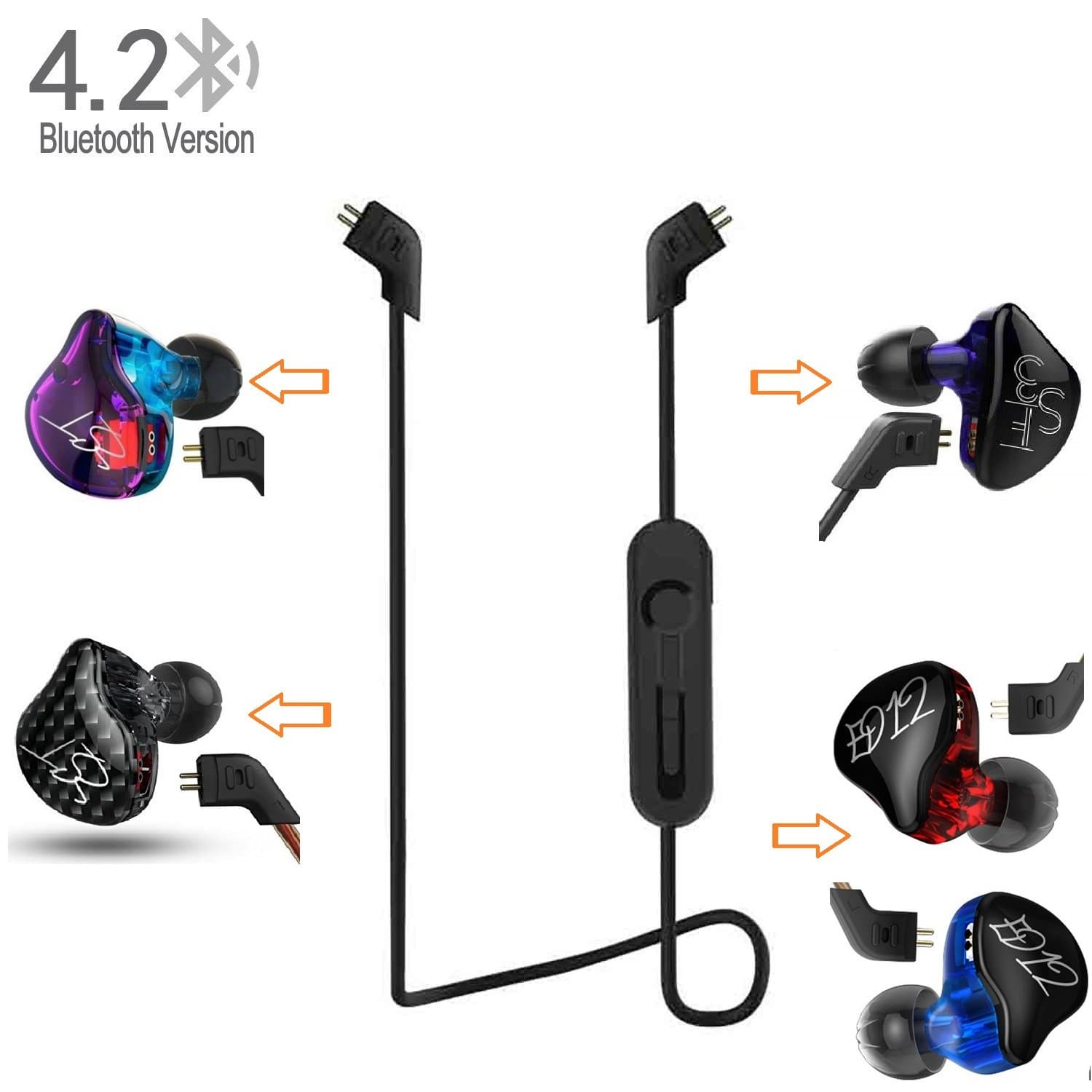 KZ Detachable Bluetooth Wireless Audio Converter Cable for Headphones KZ Compatible With Models KZ ES3/KZ ZST/KZ ED1. Cable Replacement autifonos